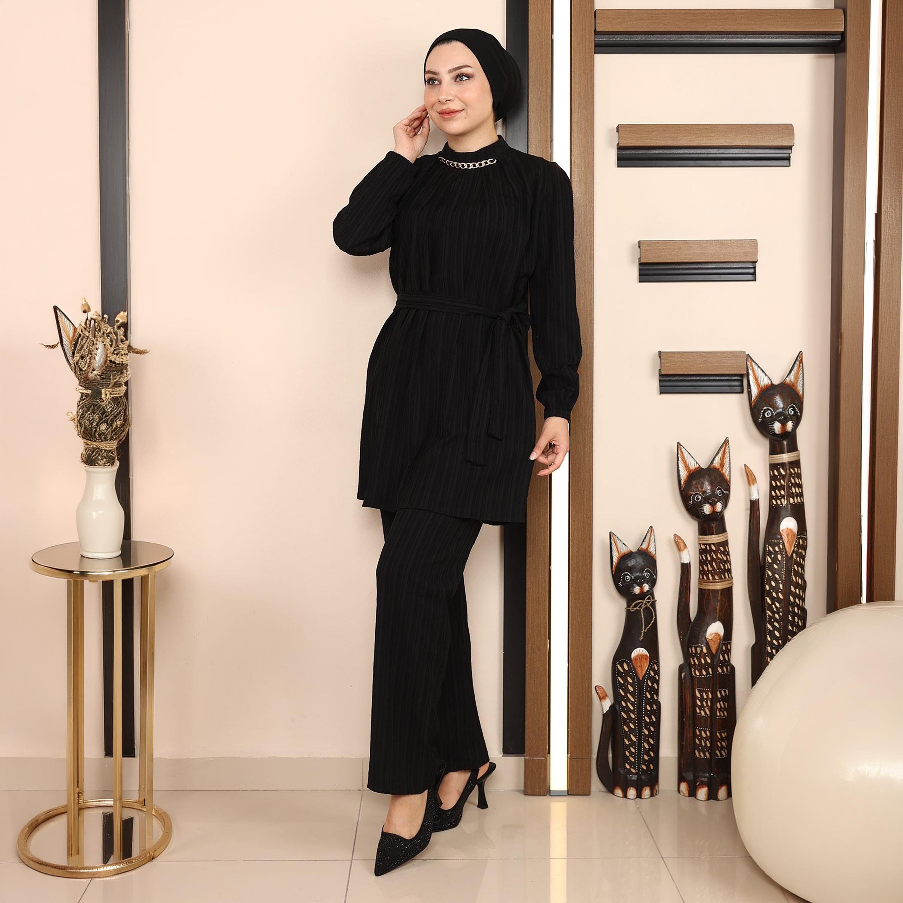 Turkish Souq Textured Tunic & Trousers Women's Set-women-clothing-coordsets-image-2