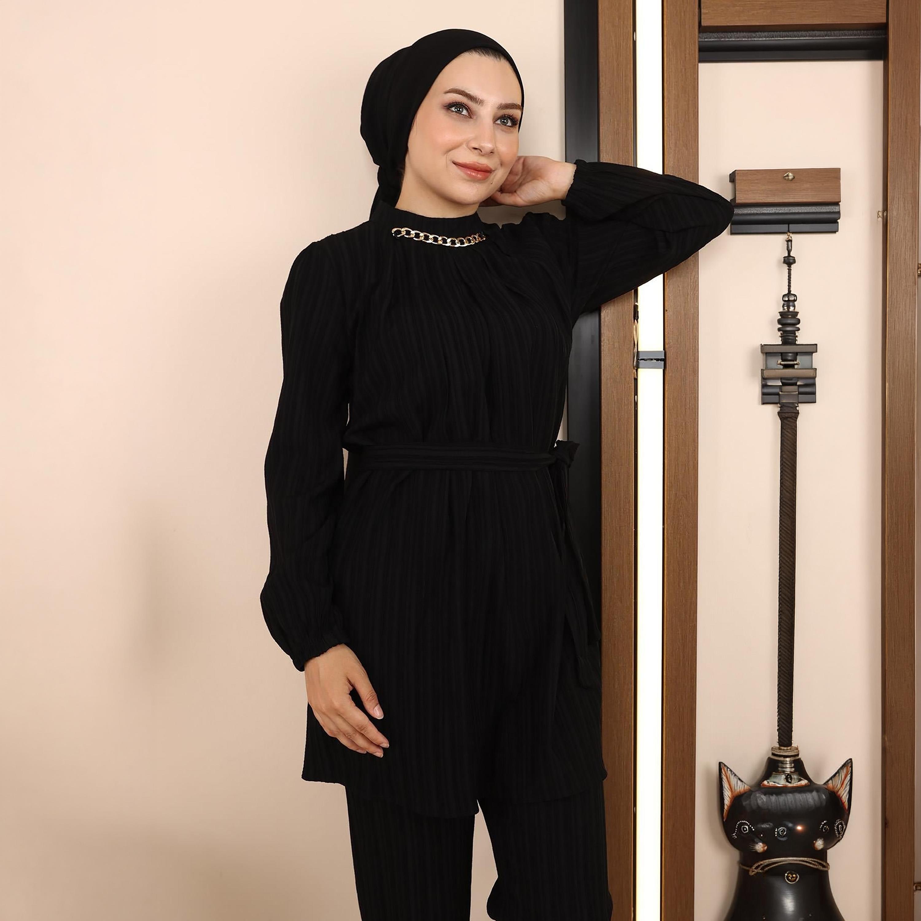 Turkish Souq Textured Tunic & Trousers Women's Set-women-clothing-coordsets-image-4