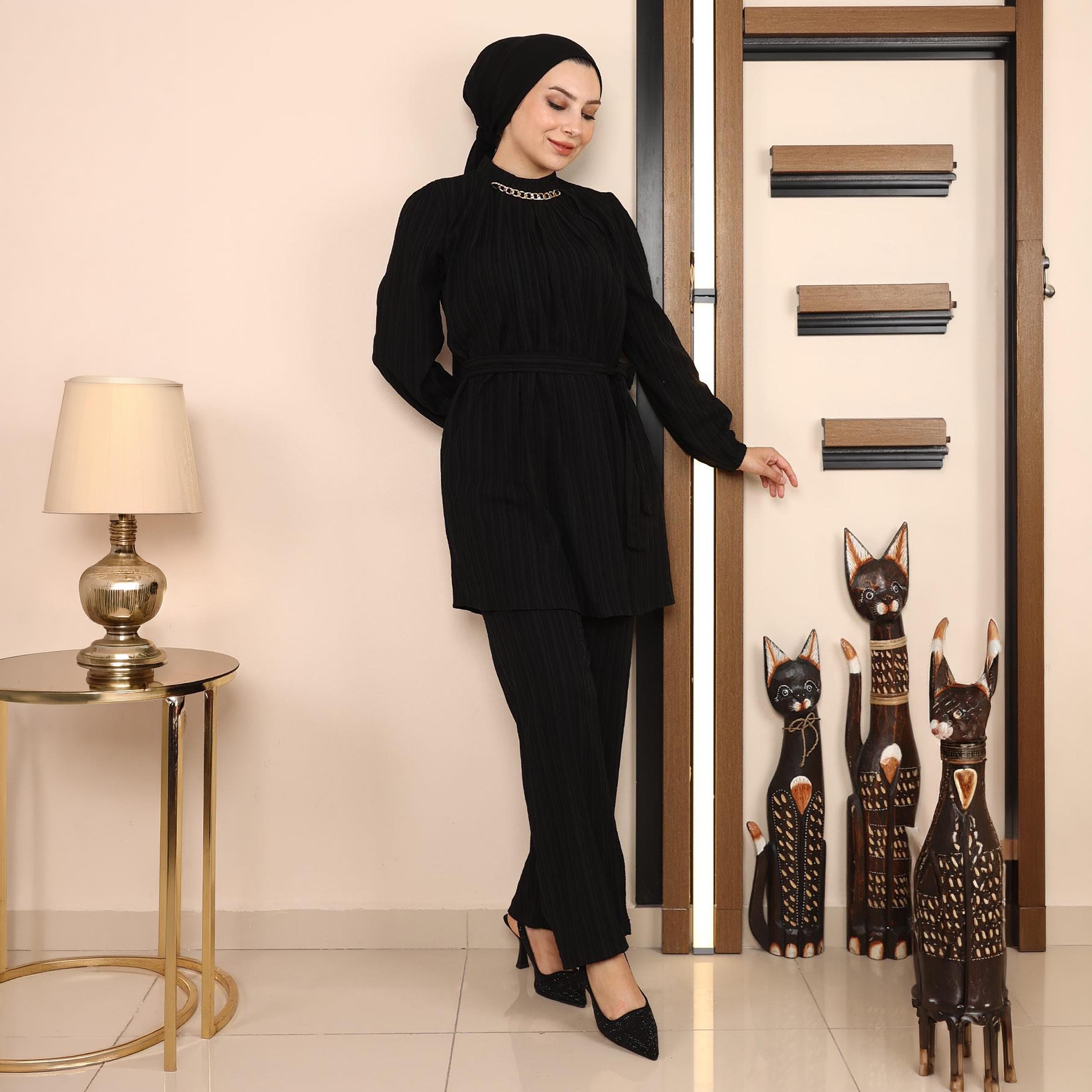 Turkish Souq Textured Tunic & Trousers Women's Set-women-clothing-coordsets-image-5
