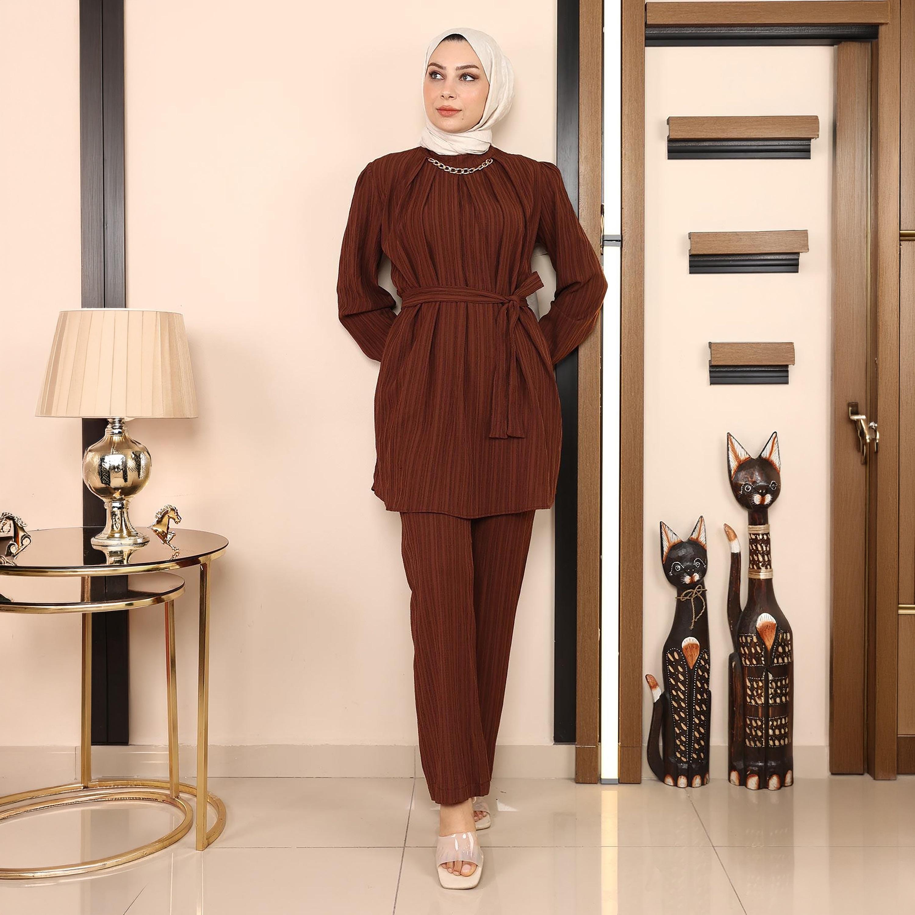 Turkish Souq Textured Tunic & Trousers Women's Set-women-clothing-coordsets-image-1