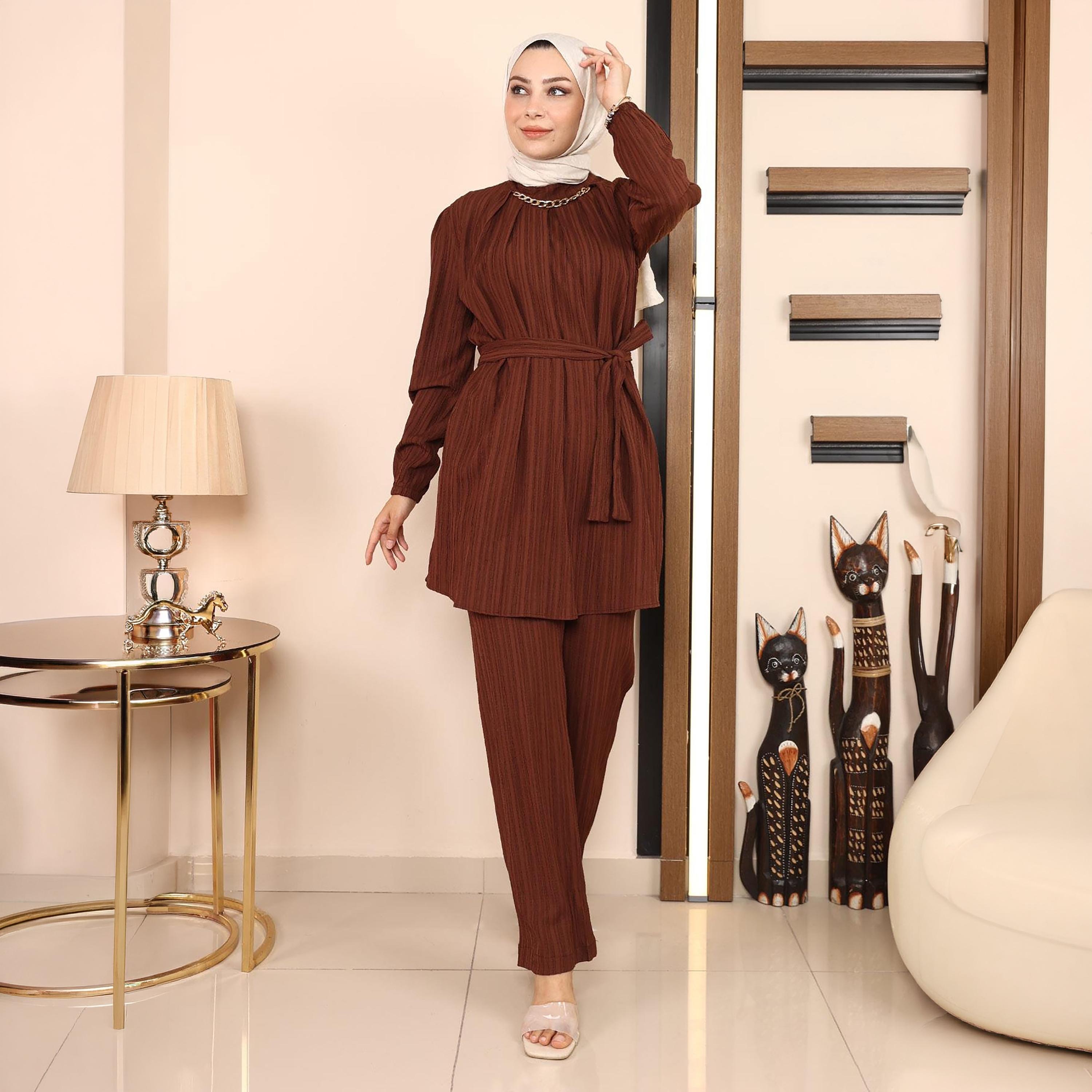 Turkish Souq Textured Tunic & Trousers Women's Set-women-clothing-coordsets-image-2