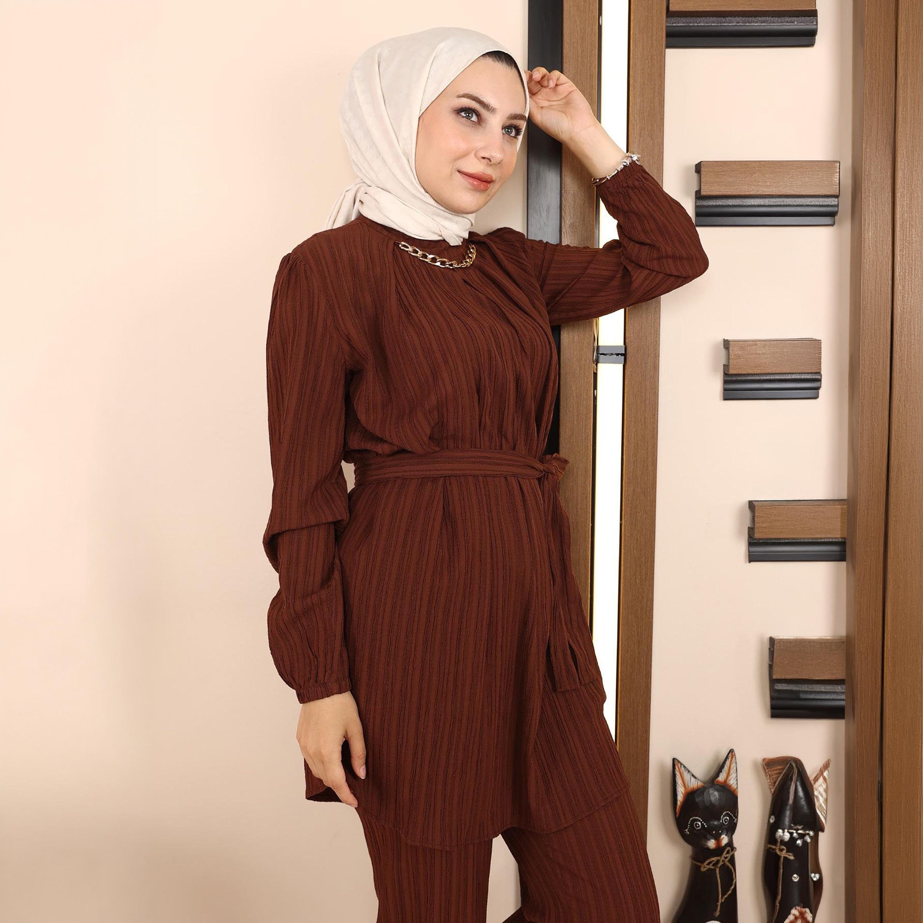 Turkish Souq Textured Tunic & Trousers Women's Set-women-clothing-coordsets-image-4