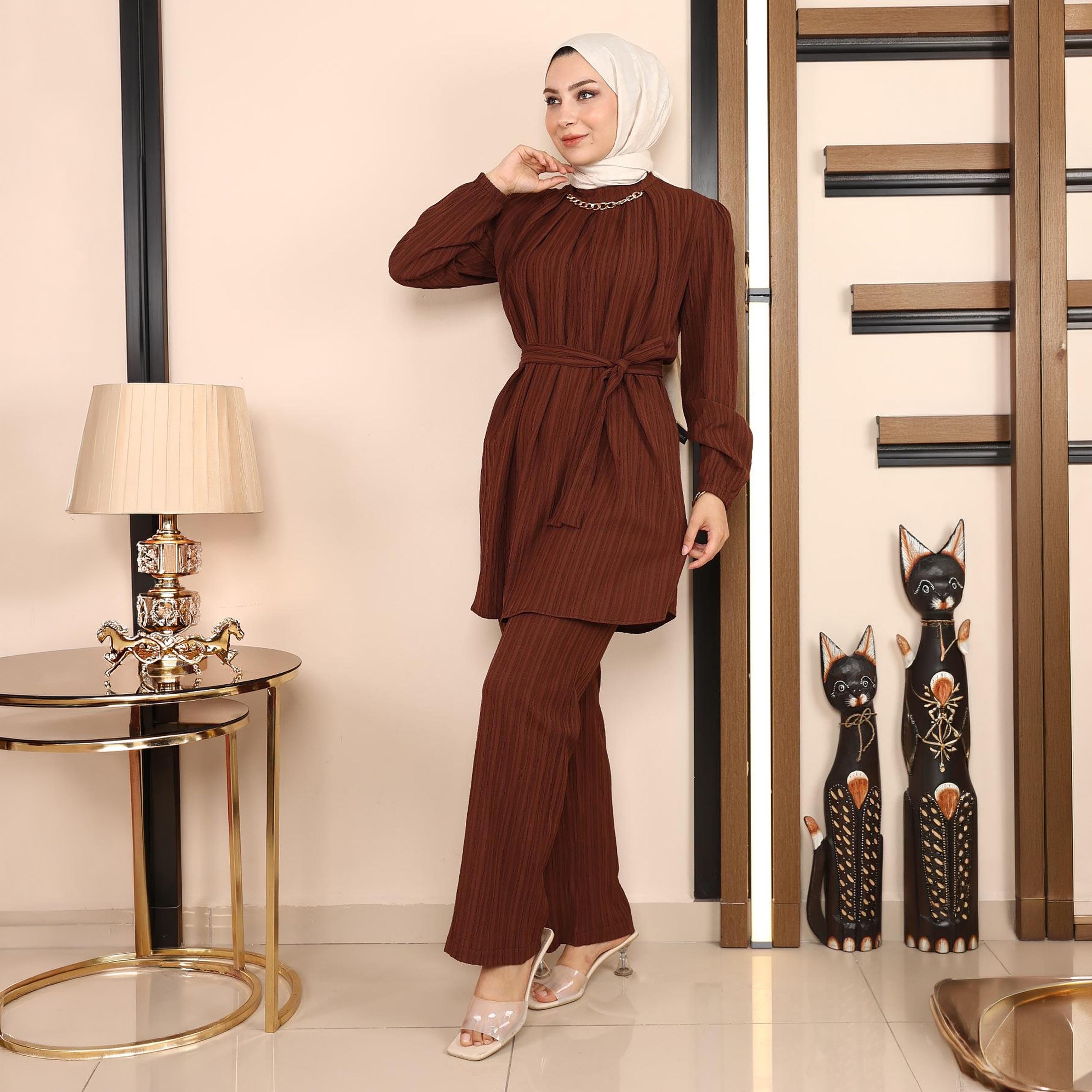 Turkish Souq Textured Tunic & Trousers Women's Set-women-clothing-coordsets-image-5