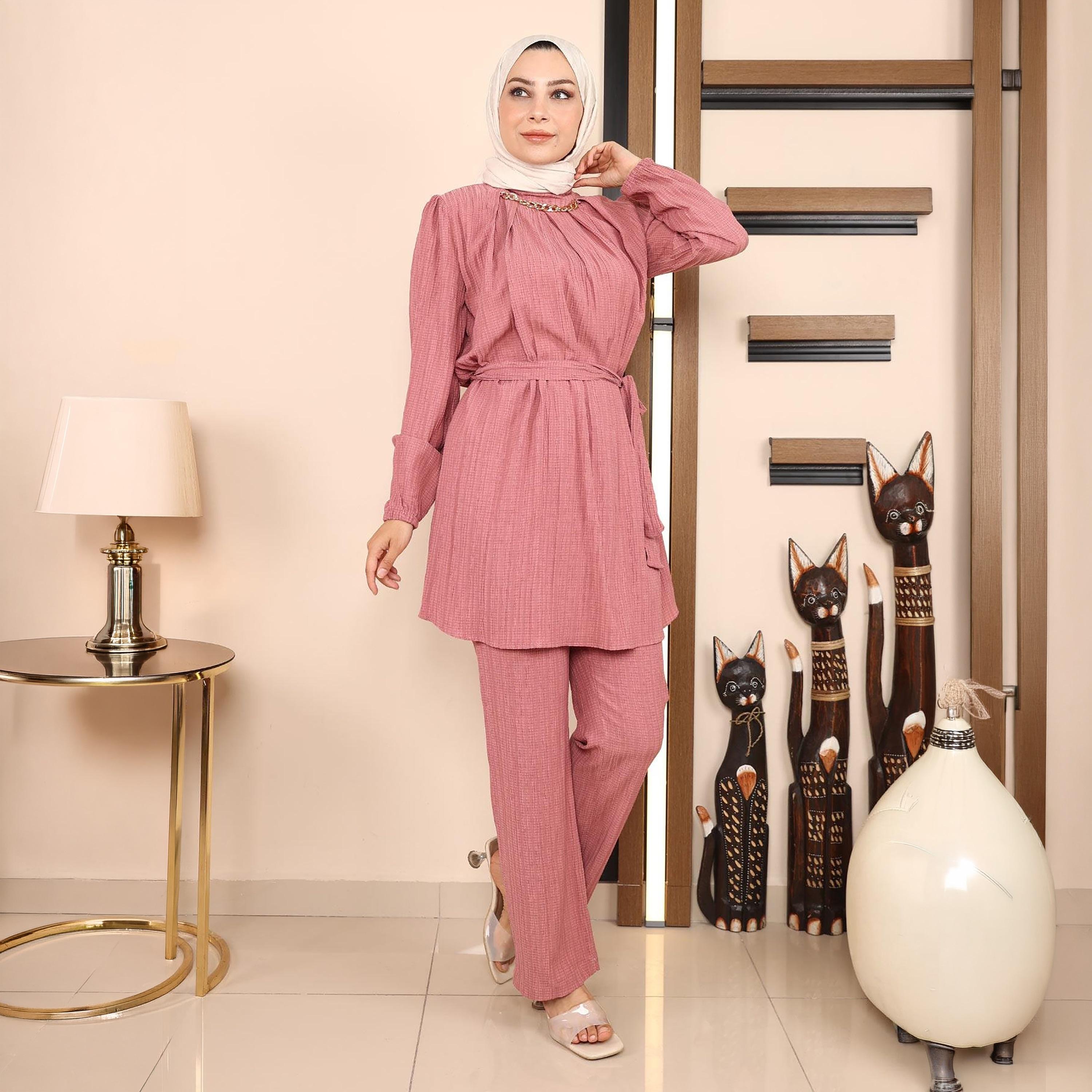 Turkish Souq Textured Tunic & Trousers Women's Set-women-clothing-coordsets-image-1