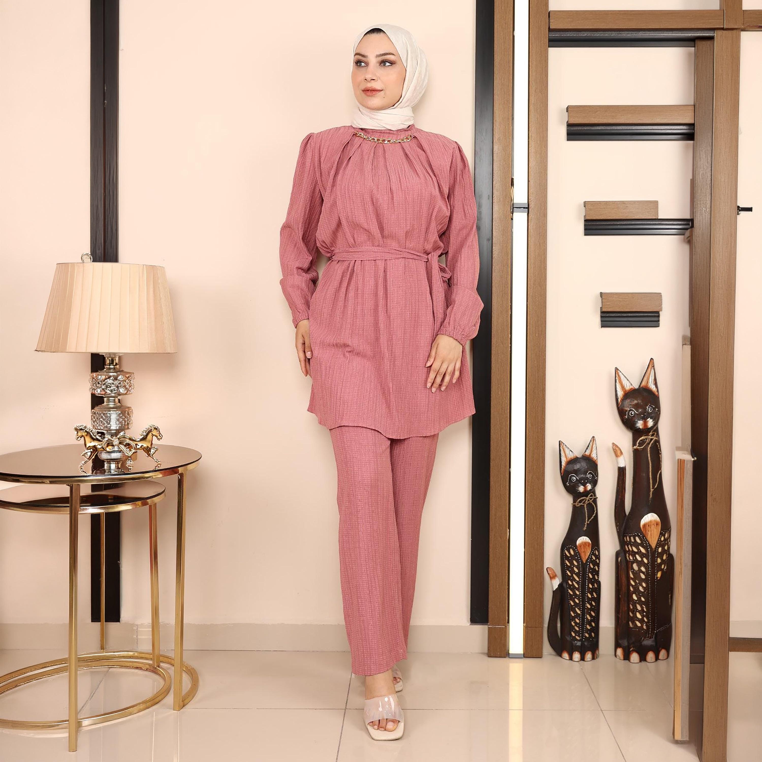 Turkish Souq Textured Tunic & Trousers Women's Set-women-clothing-coordsets-image-2