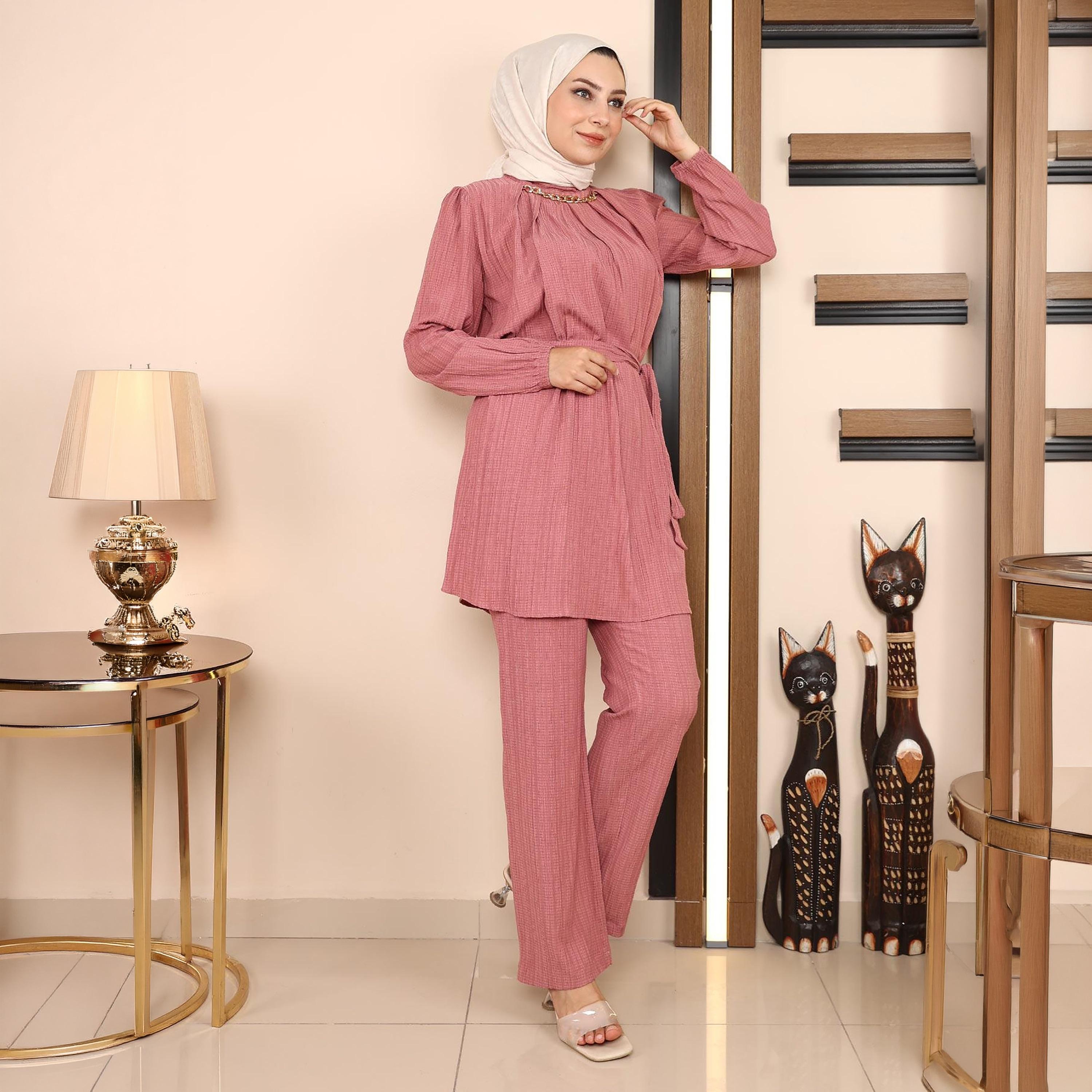 Turkish Souq Textured Tunic & Trousers Women's Set-women-clothing-coordsets-image-4