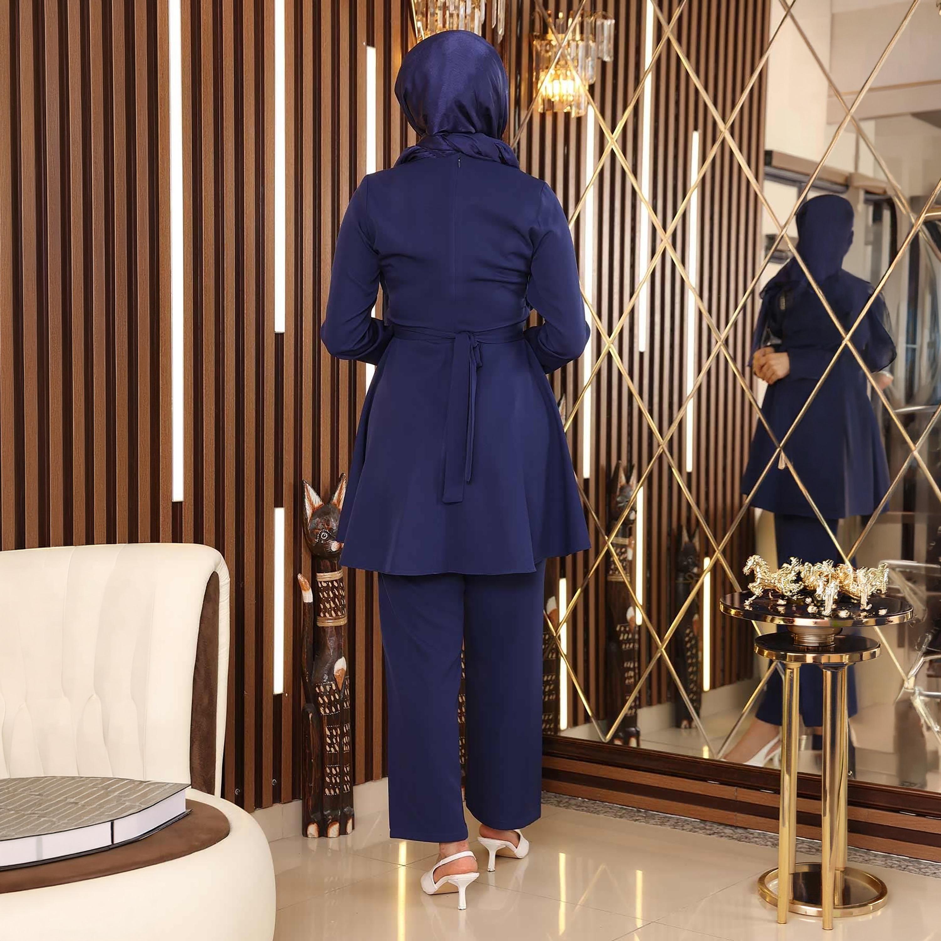 Turkish Souq Embellished Crepe Peplum Tunic & Trousers Women's Set-women-clothing-coordsets-image-3