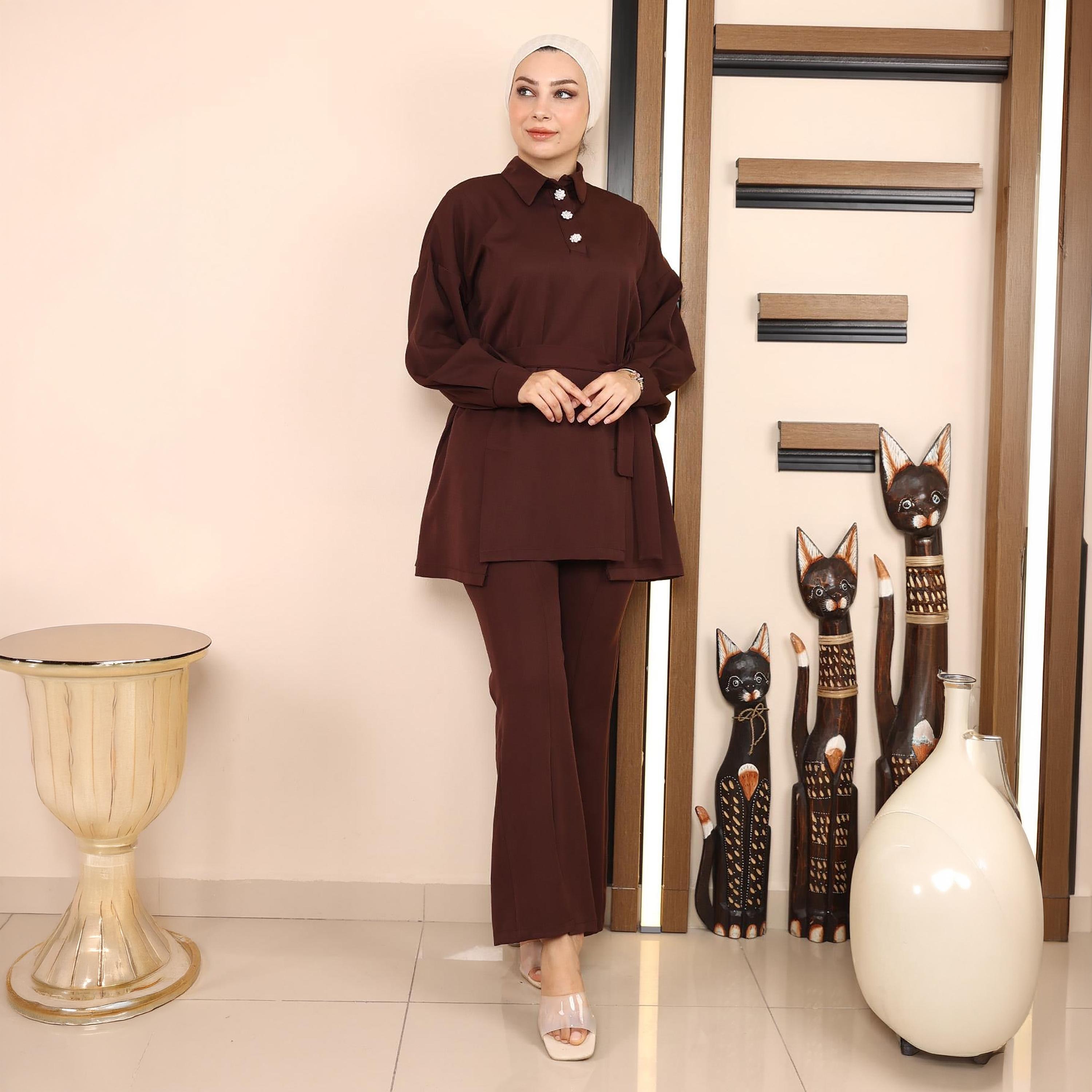 Turkish Souq Crepe Tunic & Trousers Women's Set-women-clothing-coordsets-image-1