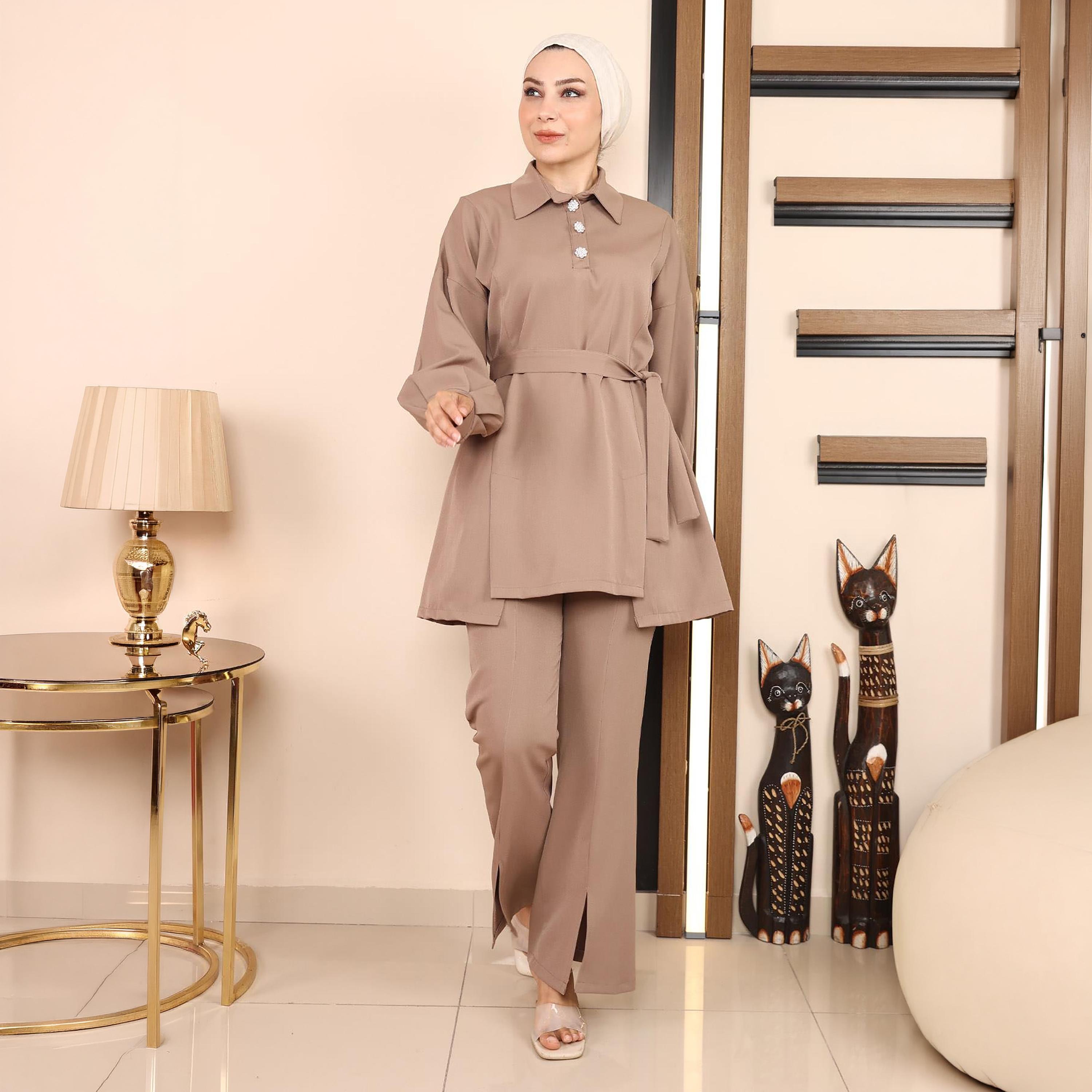 Turkish Souq Crepe Tunic & Trousers Women's Set-women-clothing-coordsets-image-1