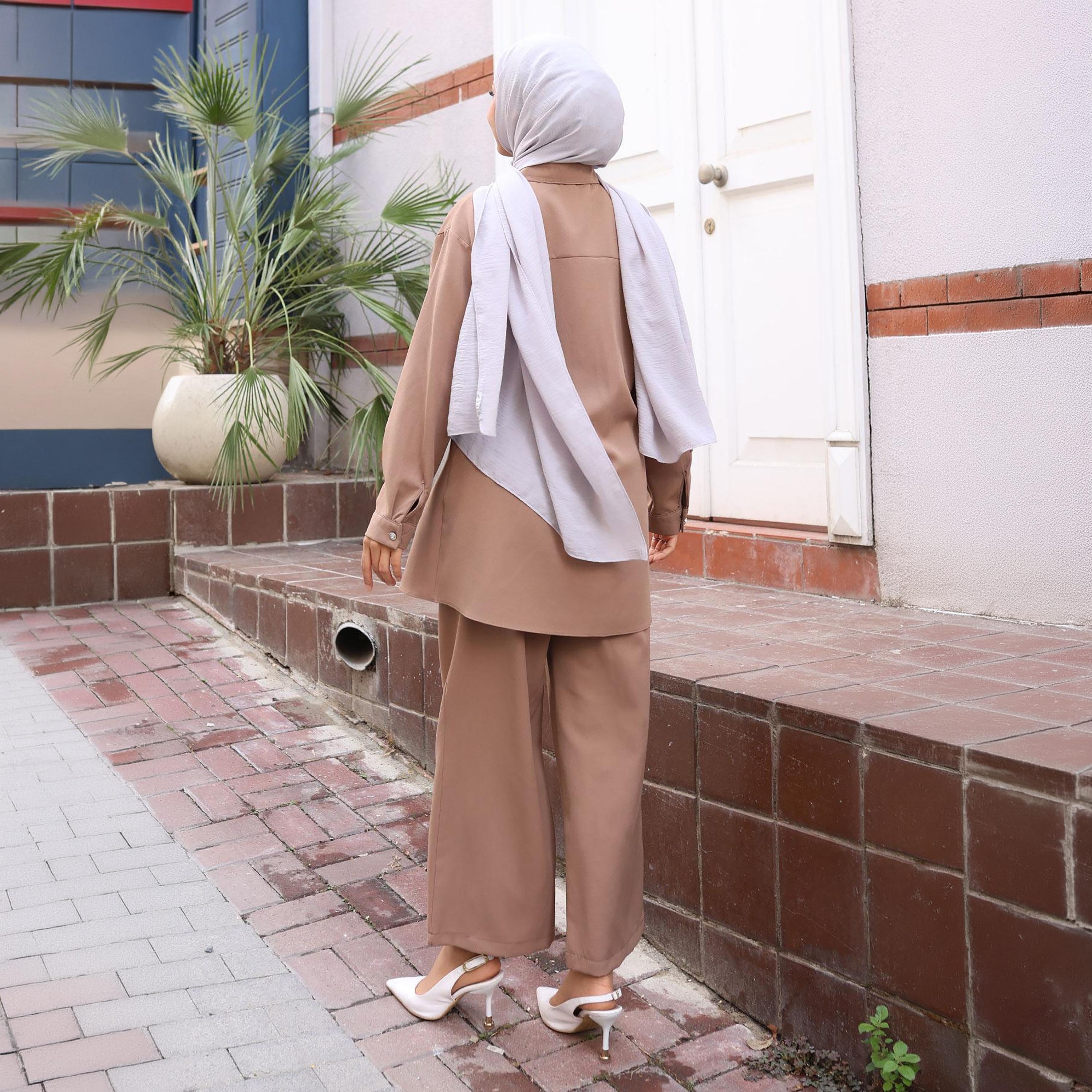 Turkish Souq Rhinestone Detailed Crepe Tunic & Trousers Women's Set-women-clothing-coordsets-image-3