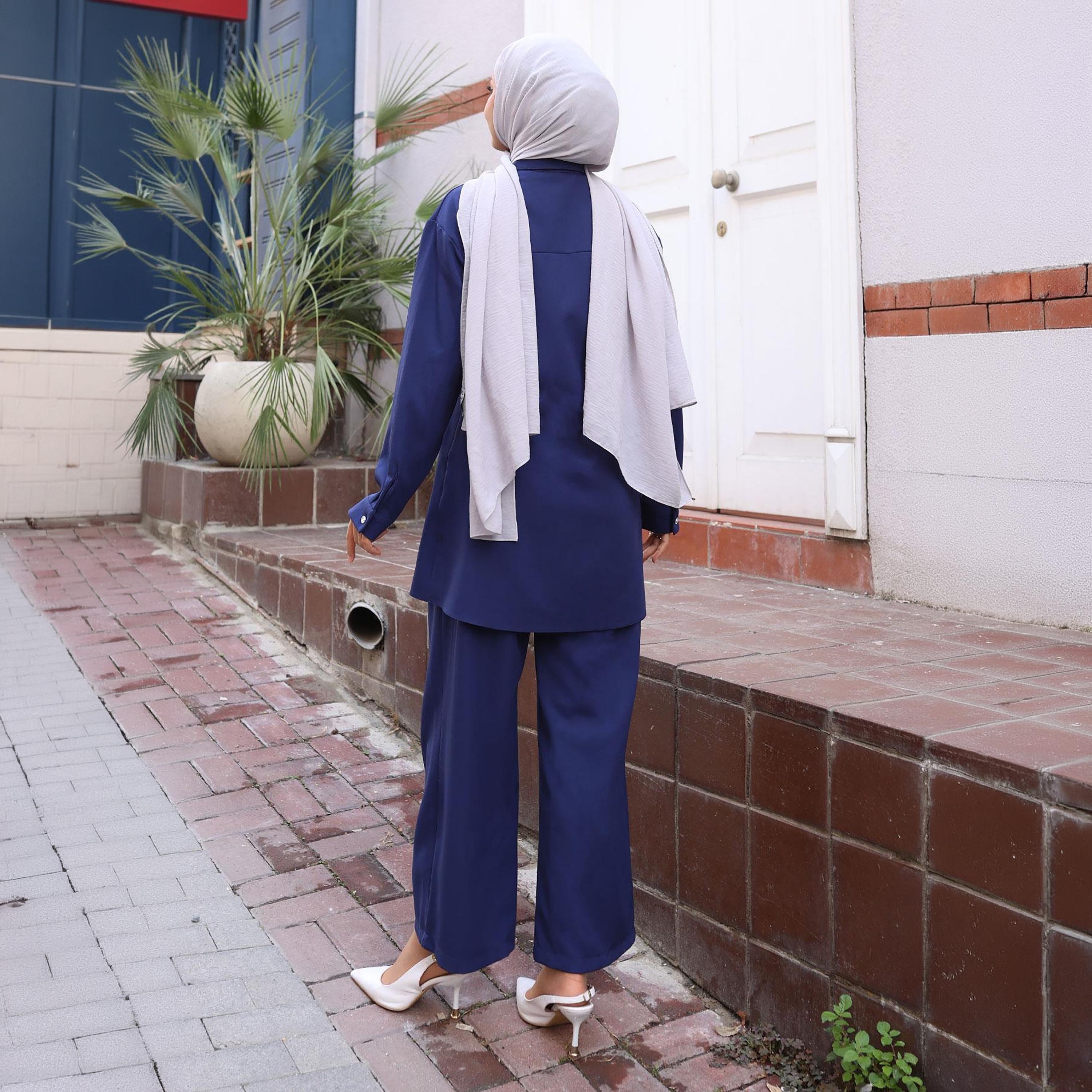 Turkish Souq Rhinestone Detailed Crepe Tunic & Trousers Women's Set-women-clothing-coordsets-image-3