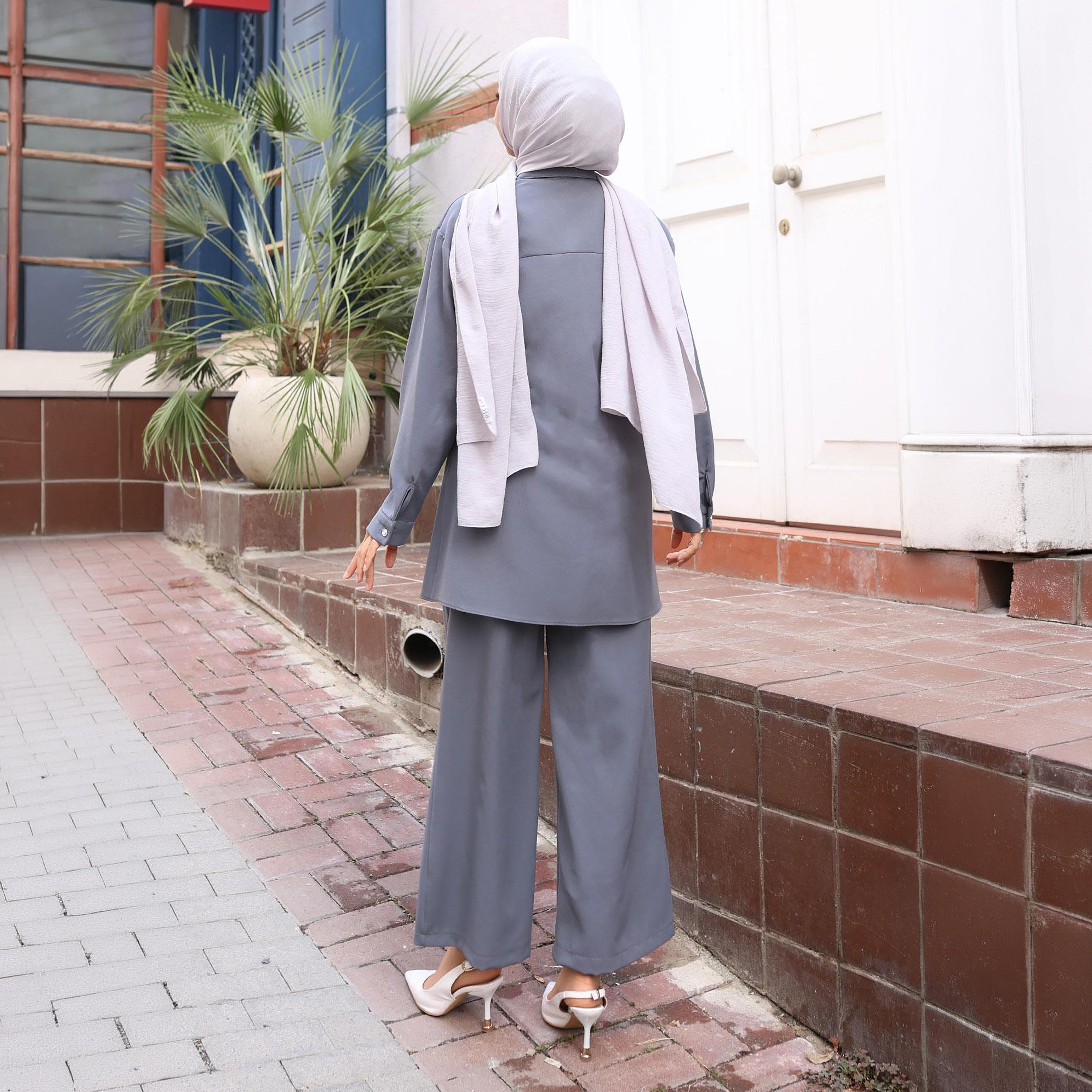 Turkish Souq Rhinestone Detailed Crepe Tunic & Trousers Women's Set-women-clothing-coordsets-image-3