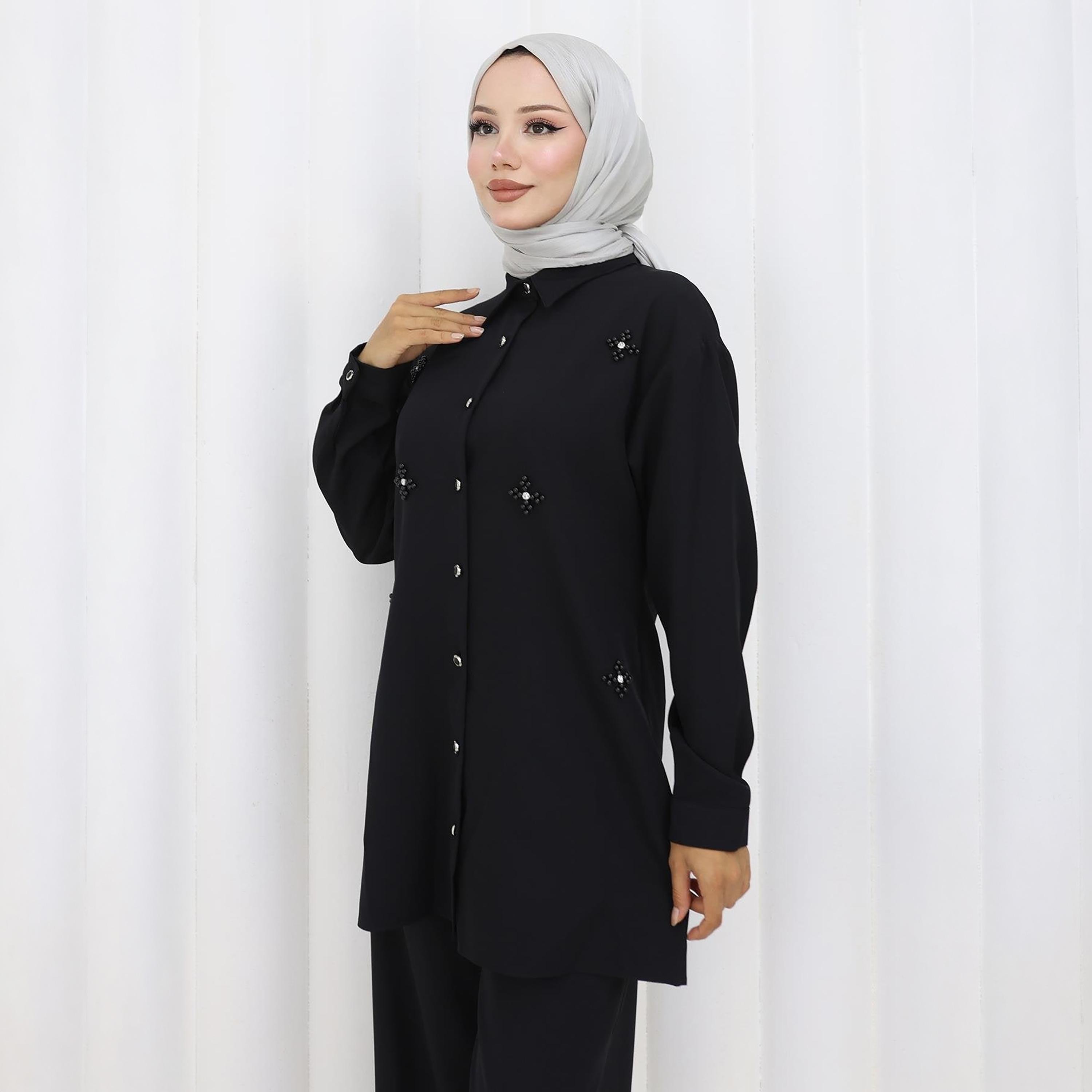 Turkish Souq Embellished Crepe Tunic & Trousers Women's Set-women-clothing-coordsets-image-4