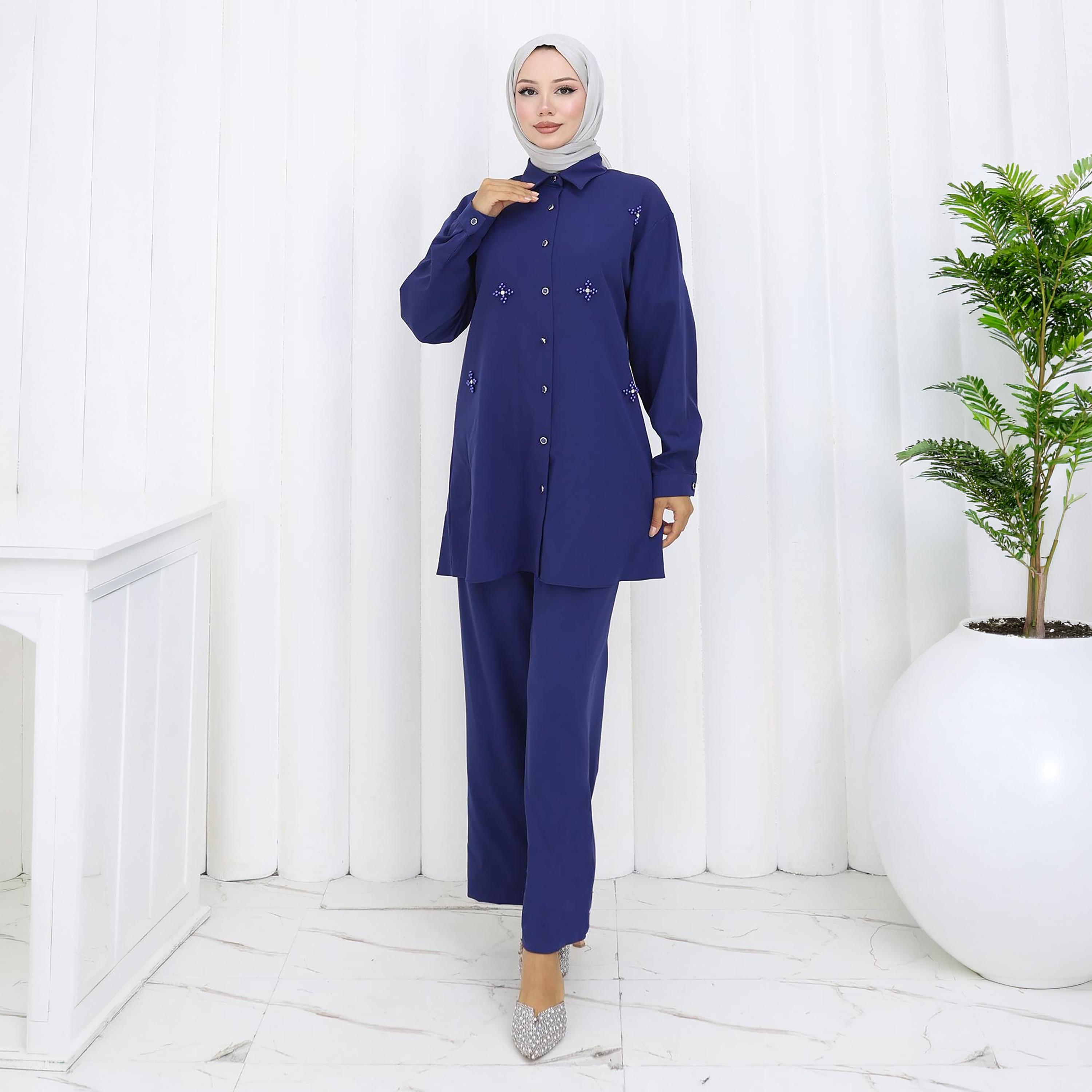 Turkish Souq Embellished Crepe Tunic & Trousers Women's Set-women-clothing-coordsets-image-1