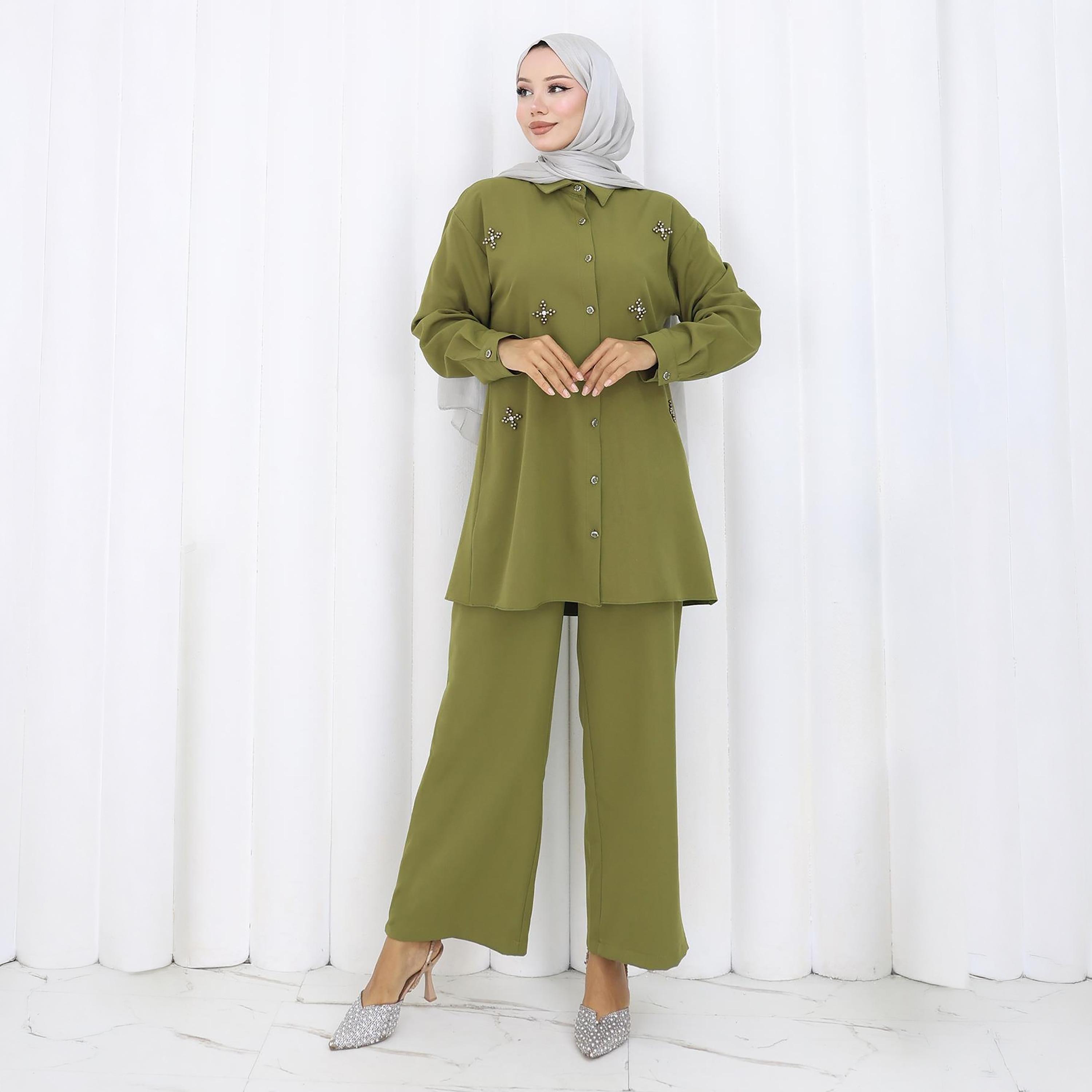 Turkish Souq Embellished Crepe Tunic & Trousers Women's Set-women-clothing-coordsets-image-1