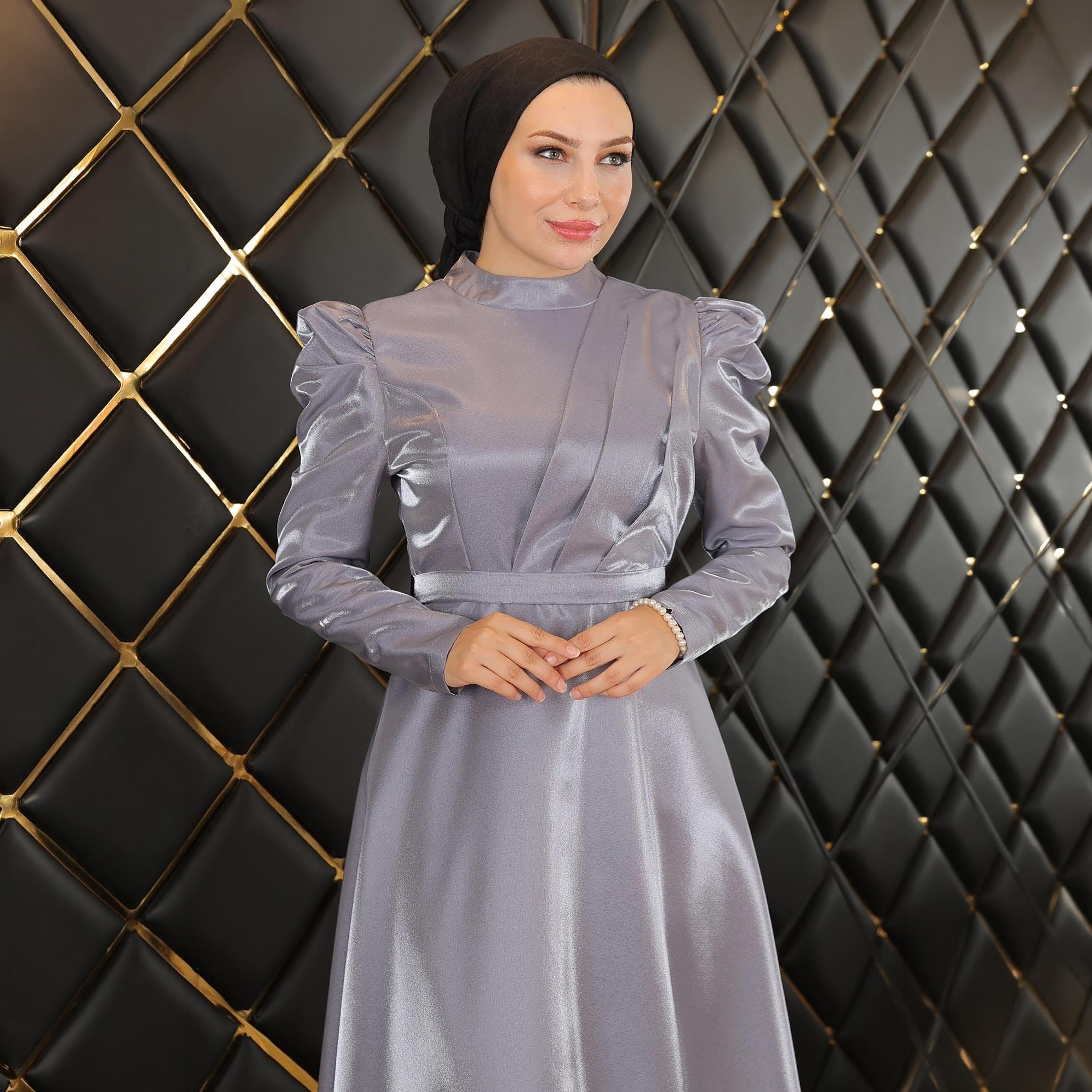 Turkish Souq Evening Women's Maxi Modest Dress in Crepe Satin-women-clothing-dresses-image-2