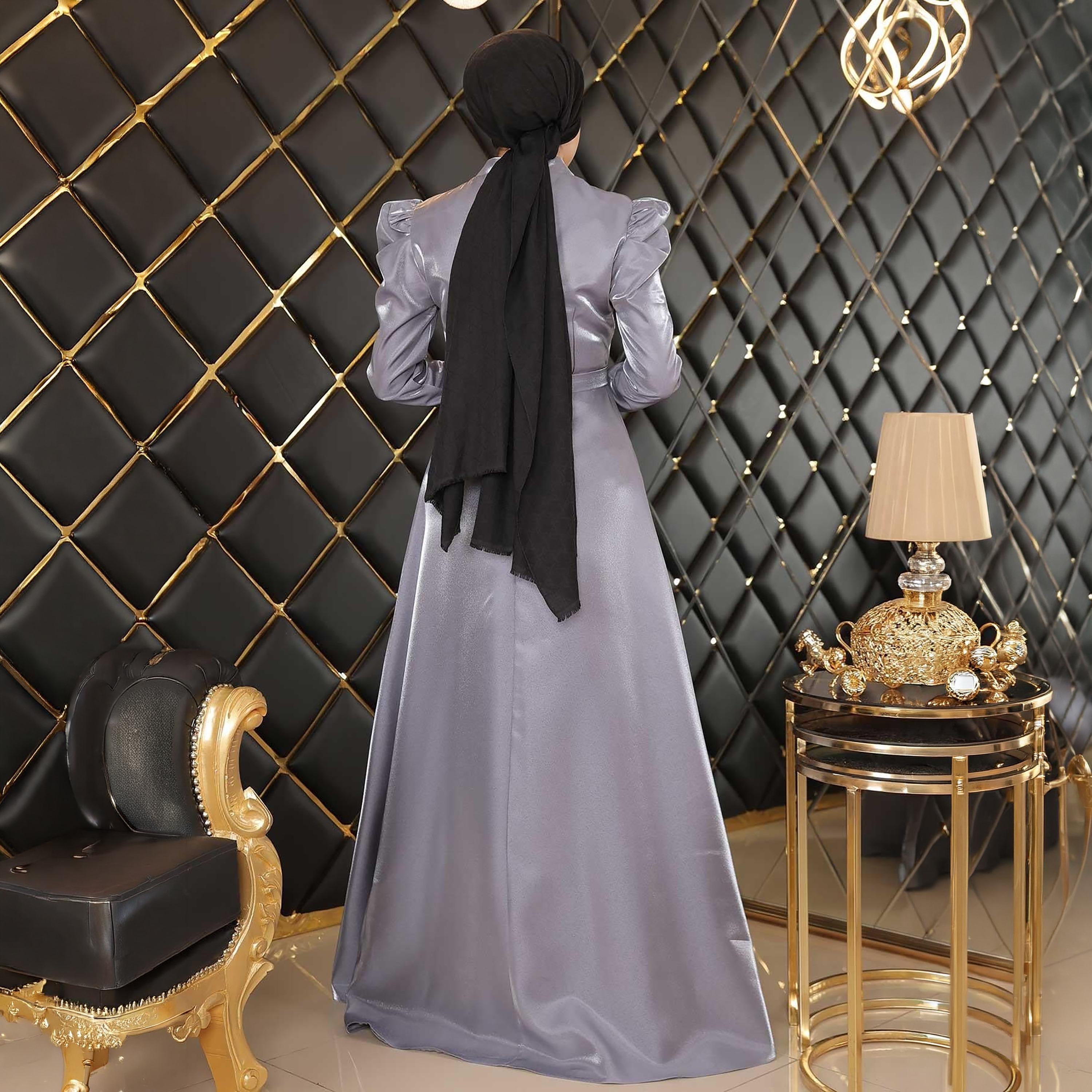 Turkish Souq Evening Women's Maxi Modest Dress in Crepe Satin-women-clothing-dresses-image-3