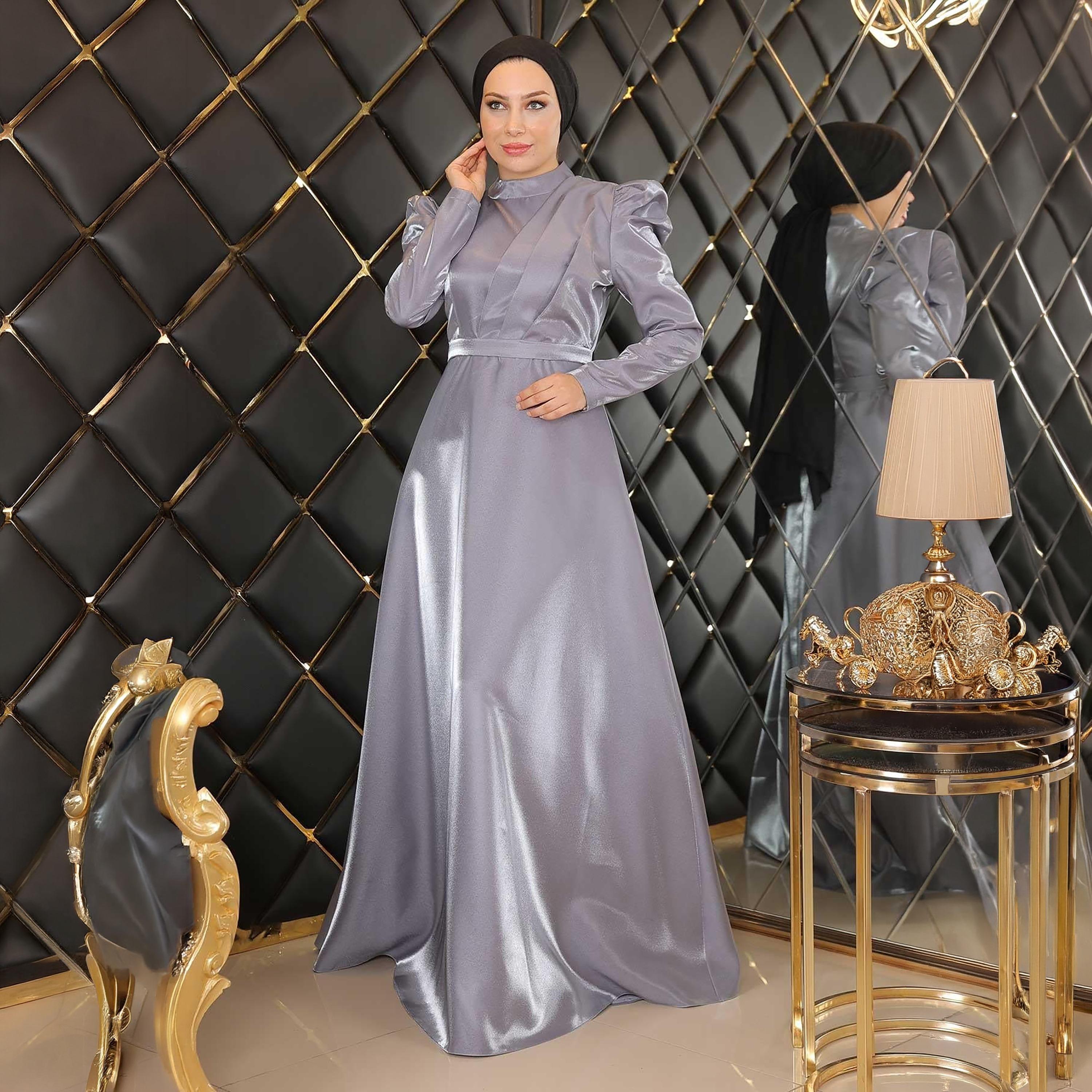 Turkish Souq Evening Women's Maxi Modest Dress in Crepe Satin-women-clothing-dresses-image-4