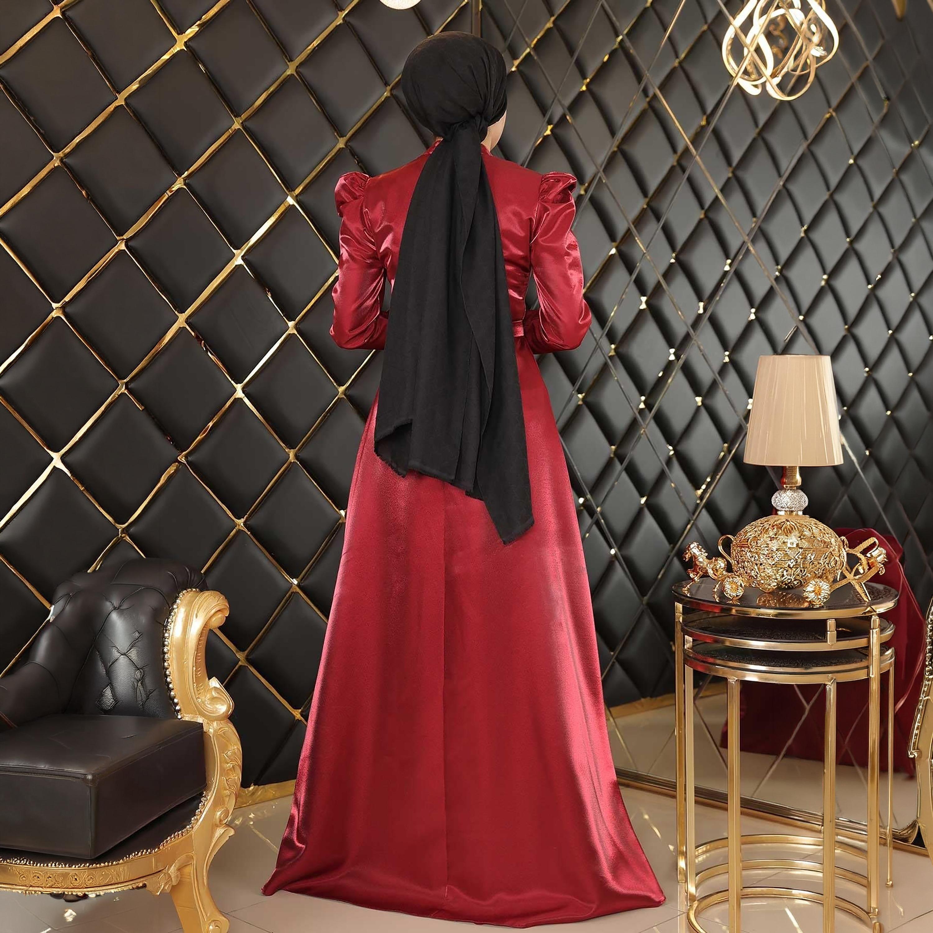 Turkish Souq Evening Women's Maxi Modest Dress in Crepe Satin-women-clothing-dresses-image-3