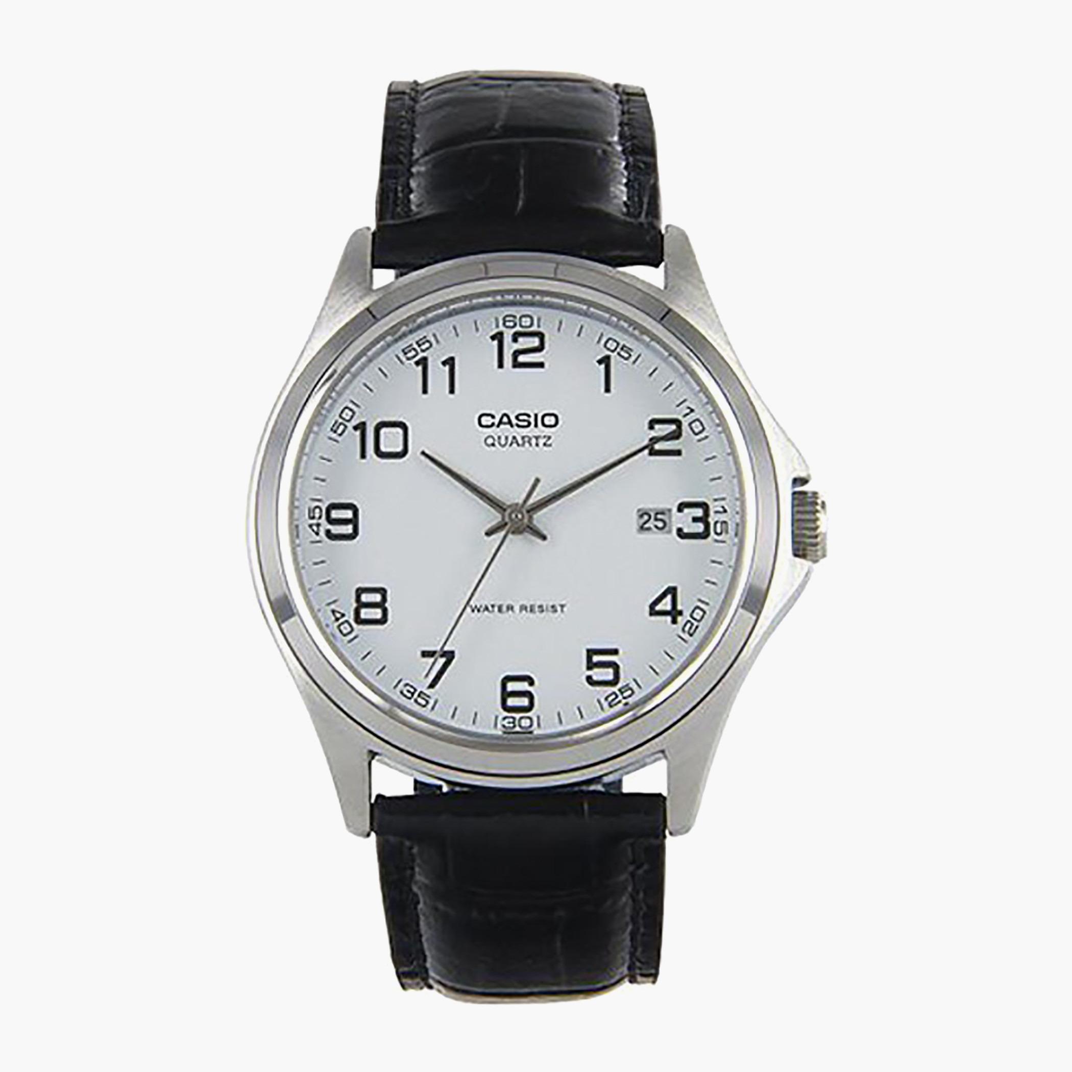Casio Men's Black Analog Leather Strap Watch -MTP-1183E-7BDF-men-watchesandjewellery-watches-image-1
