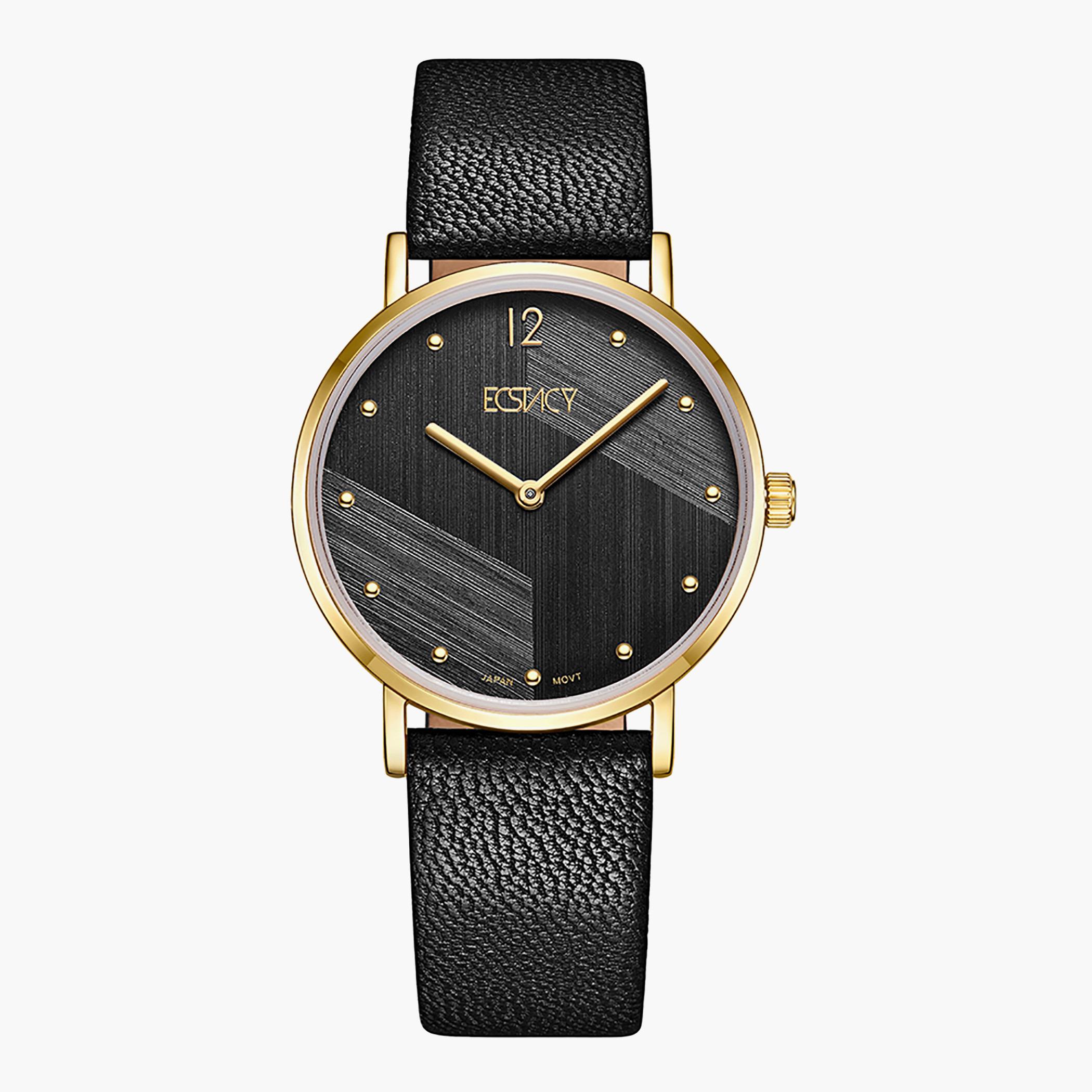 E20505-GLBB- راقب حزام جلد تناظرية أسود للنساء اكستازي-women-watchesandjewellery-watches-image-1