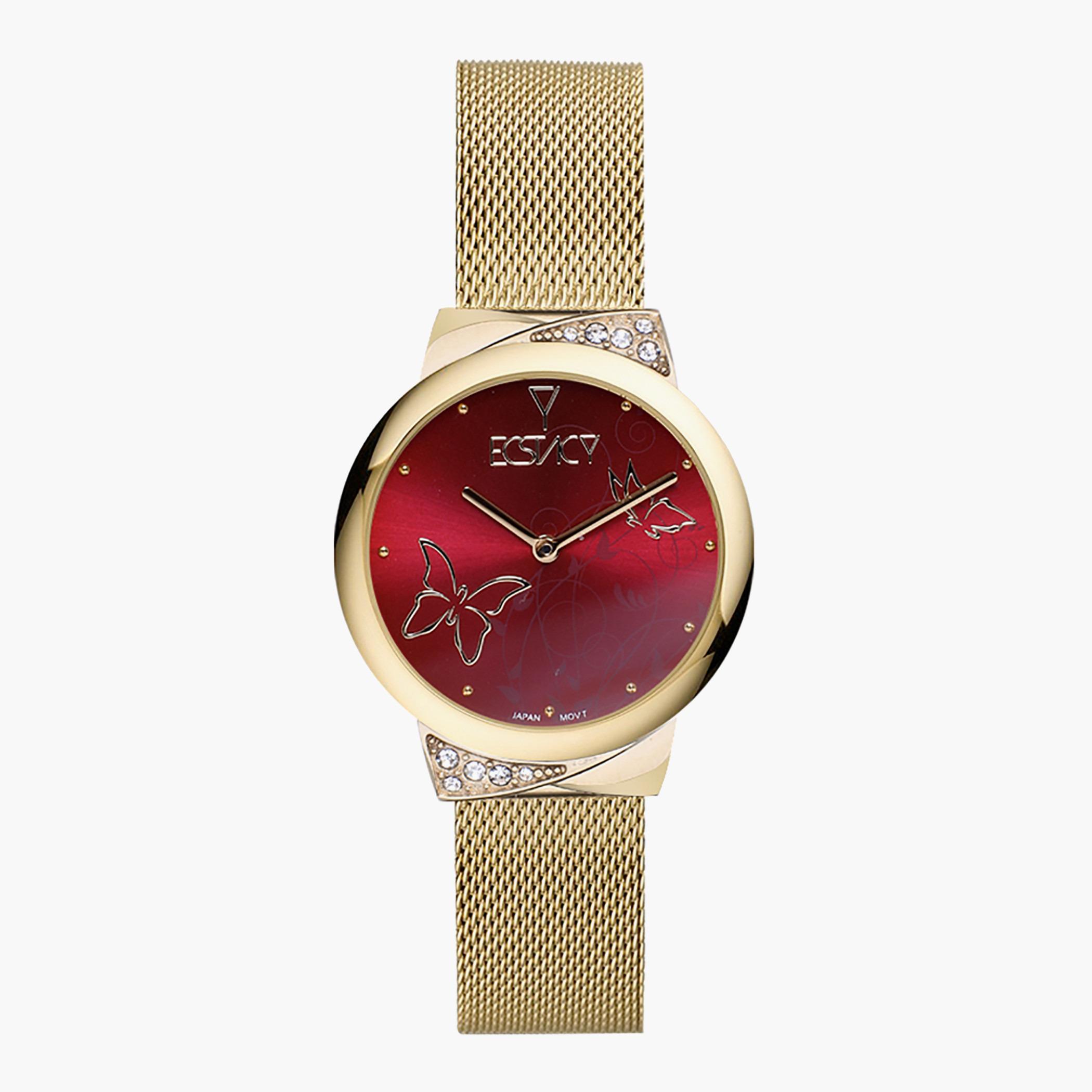 E9518-GMGR- راقب حزام ستانليس ستيل تناظرية ذهبي للنساء اكستازي-women-watchesandjewellery-watches-image-1