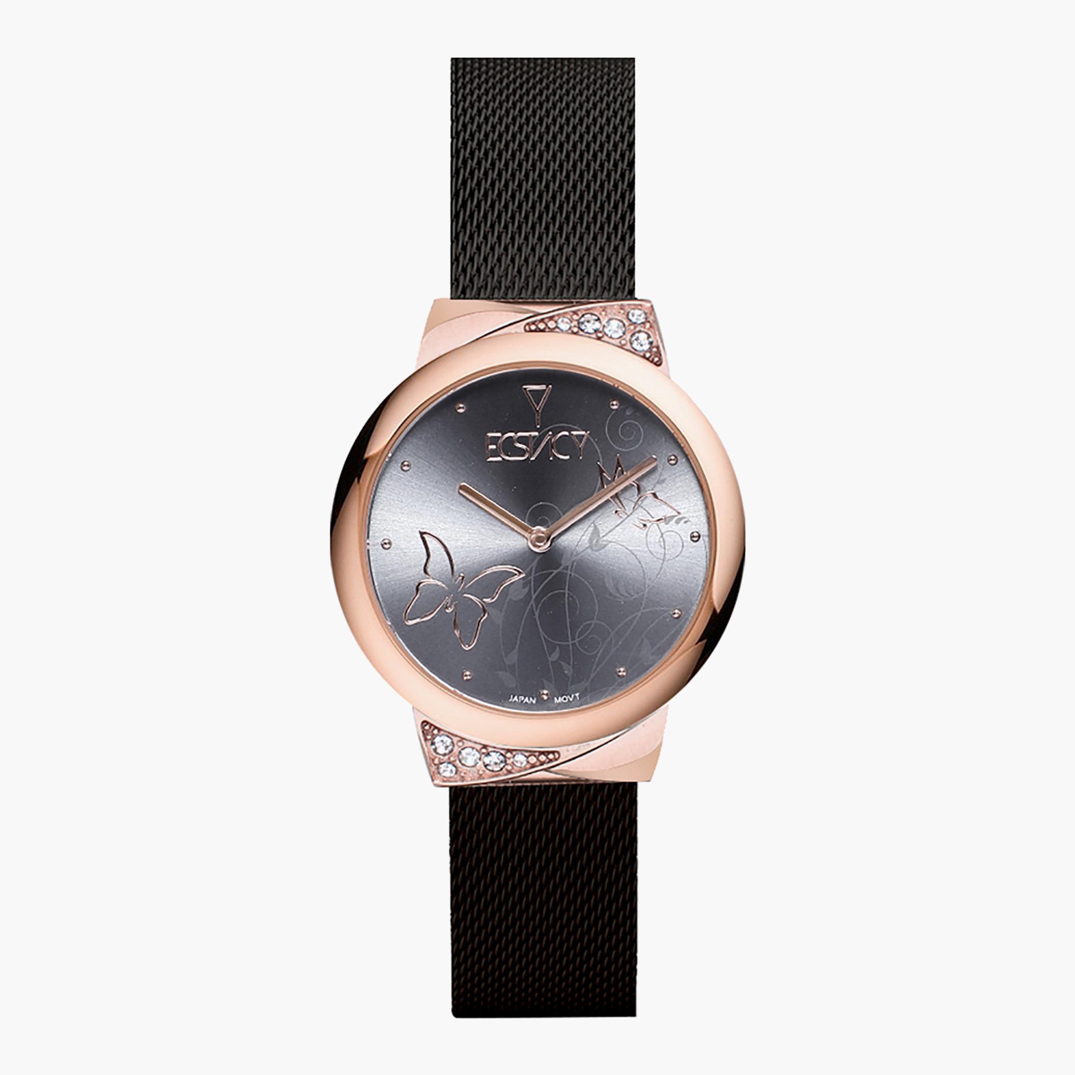 E9518-KMBX- راقب حزام ستانليس ستيل تناظرية أسود للنساء اكستازي-women-watchesandjewellery-watches-image-1