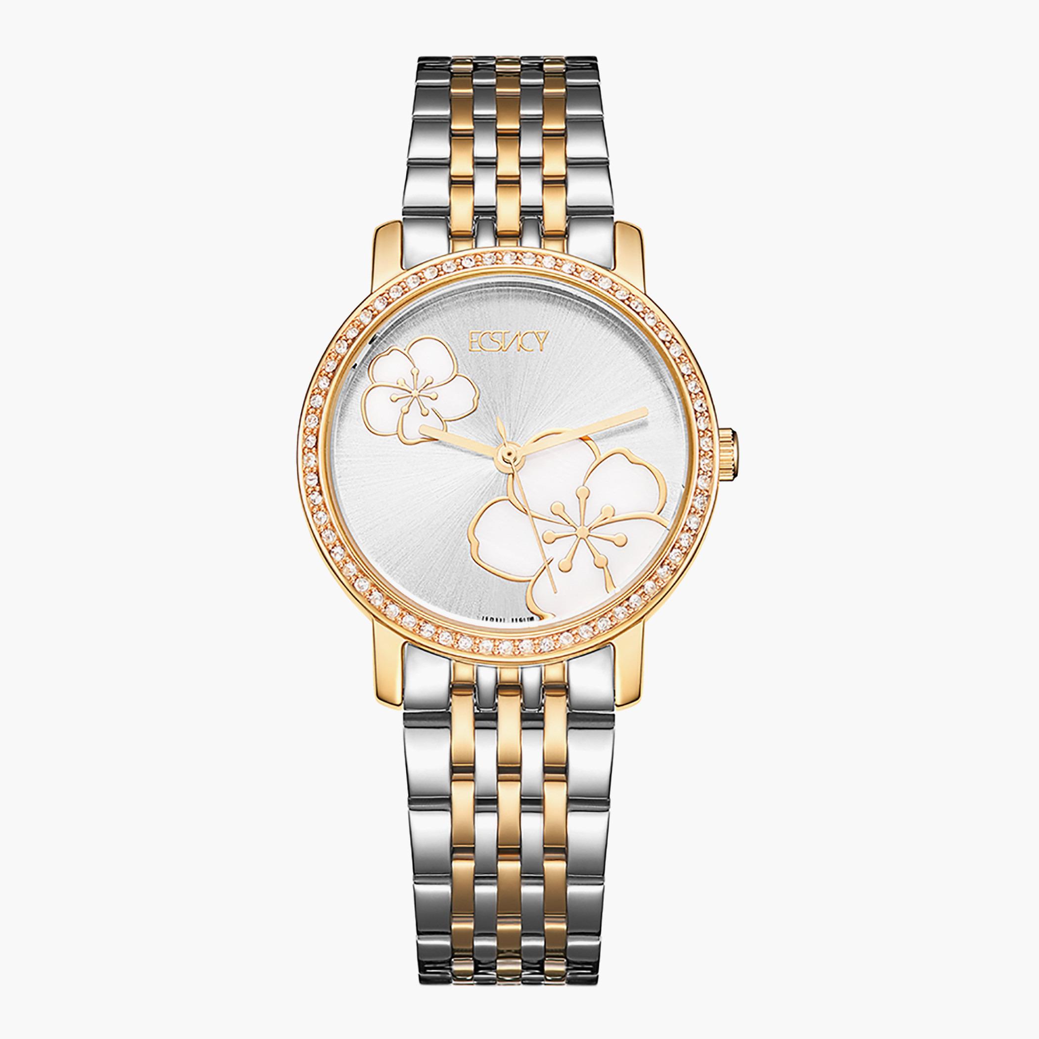 ساعة يد تناظريّة ذهبيّة وفضيّة للنساء من إيستاسي-women-watchesandjewellery-watches-image-1