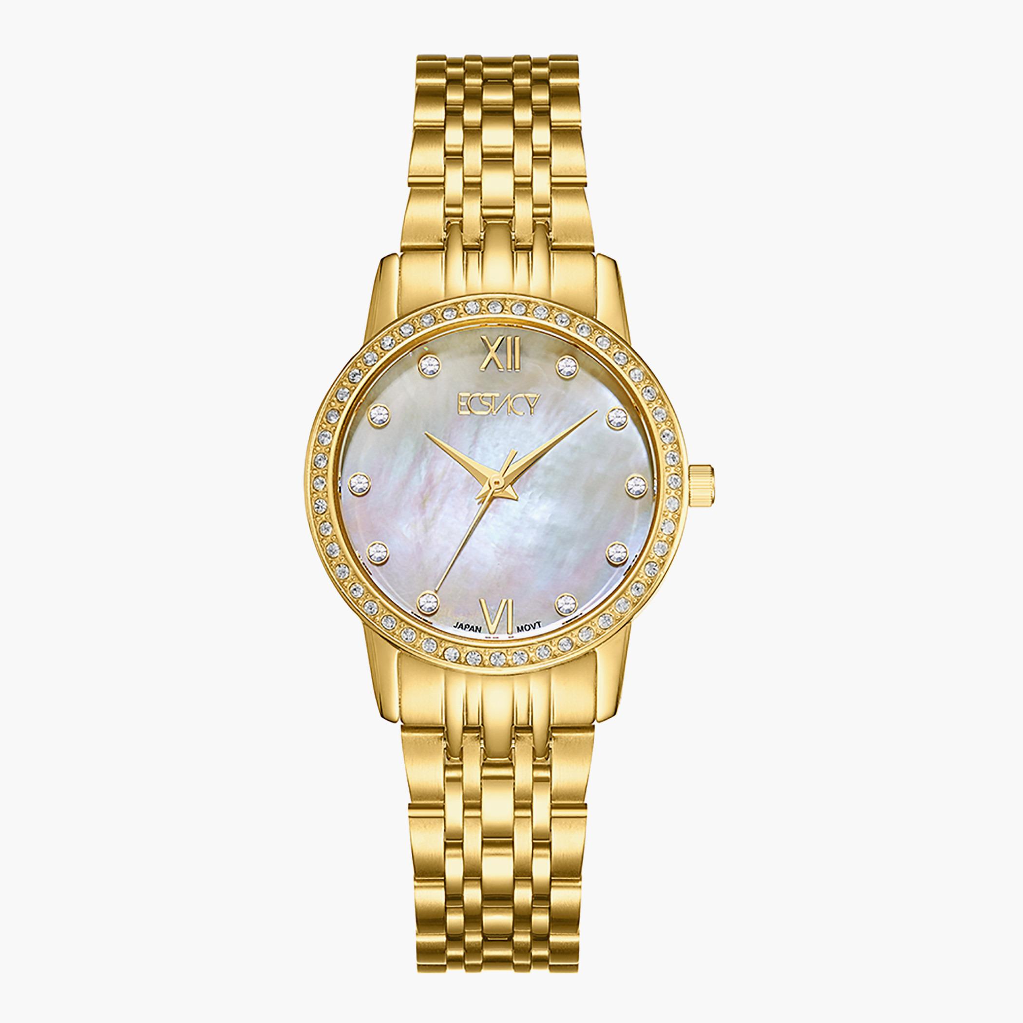 E9517-GBGM- راقب حزام ستانليس ستيل تناظرية ذهبي للنساء اكستازي-women-watchesandjewellery-watches-image-1