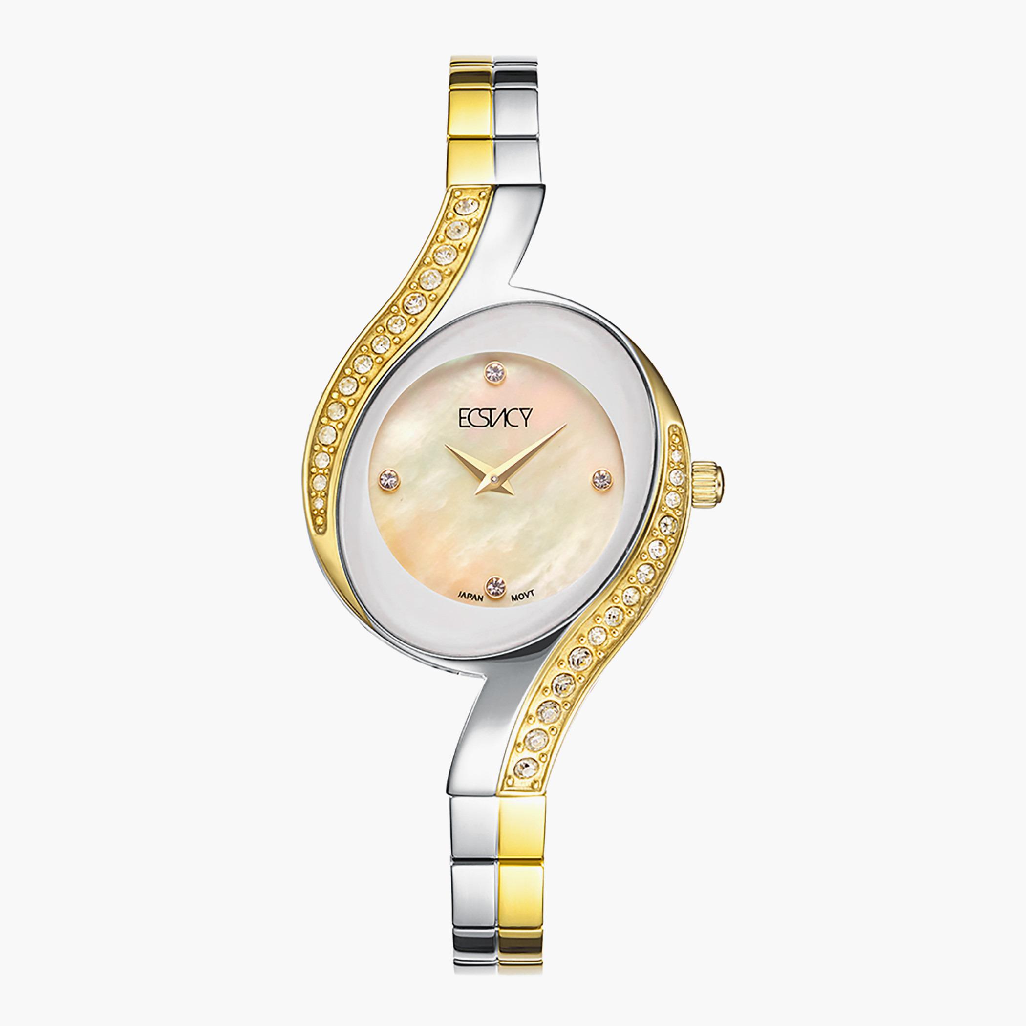 E20502-TBTMC- راقب حزام ستانليس ستيل تناظرية الفضة والذهب للنساء اكستازي-women-watchesandjewellery-watches-image-1