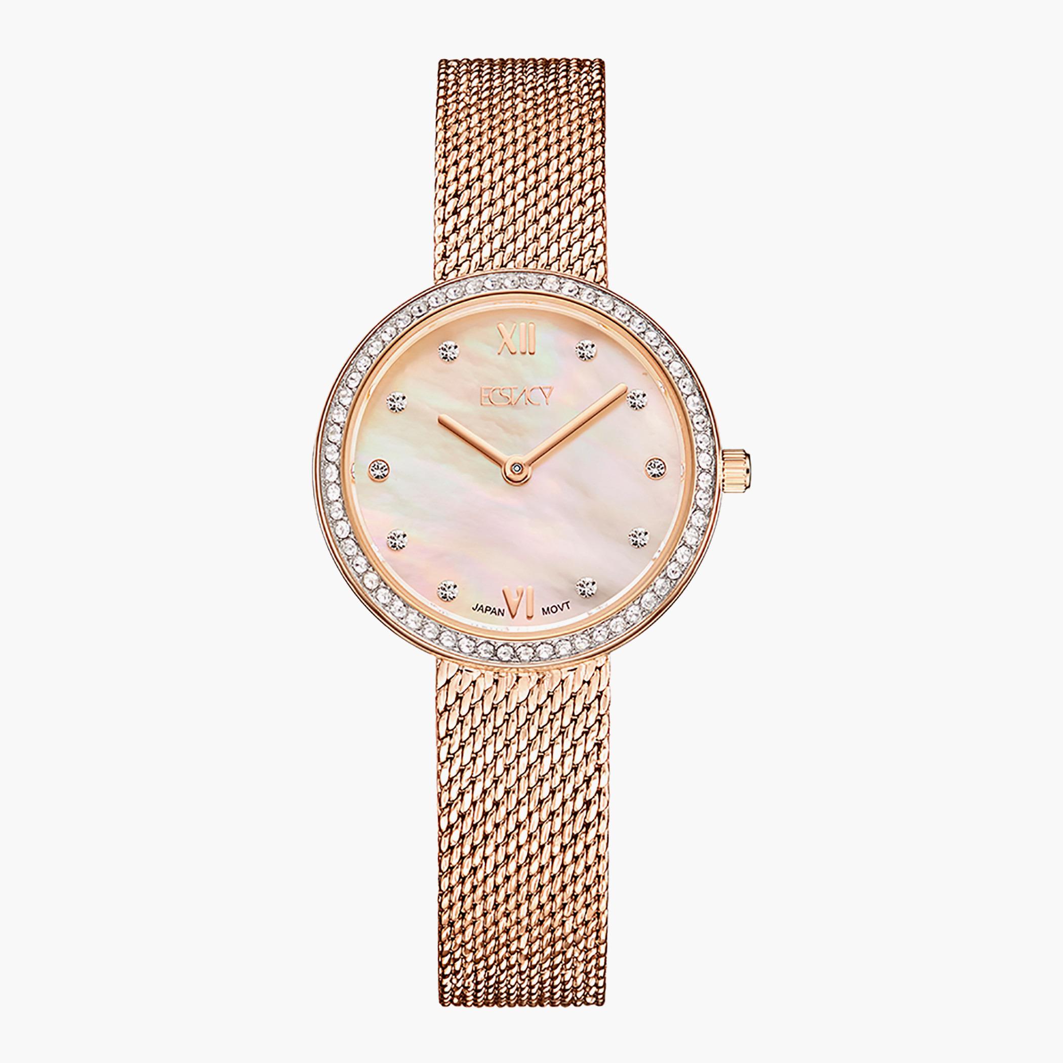 E20506-RMKMK- راقب حزام ستانليس ستيل تناظرية ذهبي وردي للنساء اكستازي-women-watchesandjewellery-watches-image-1