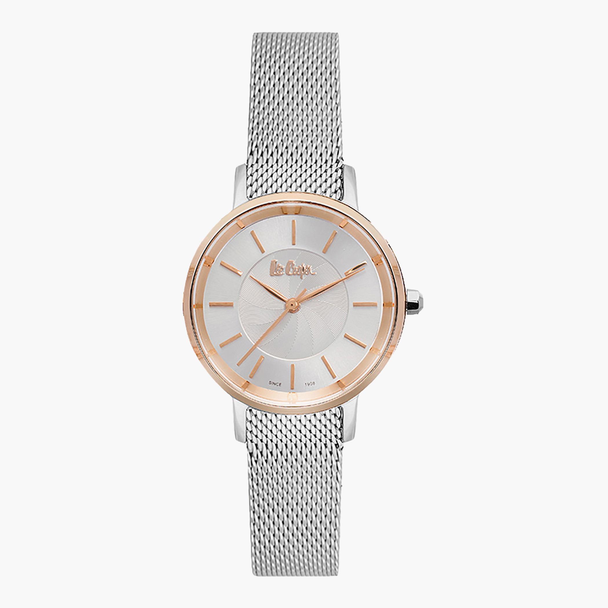 ساعة يد تناظريّة فضيّة للنساء من لي كوبر-women-watchesandjewellery-watches-image-1