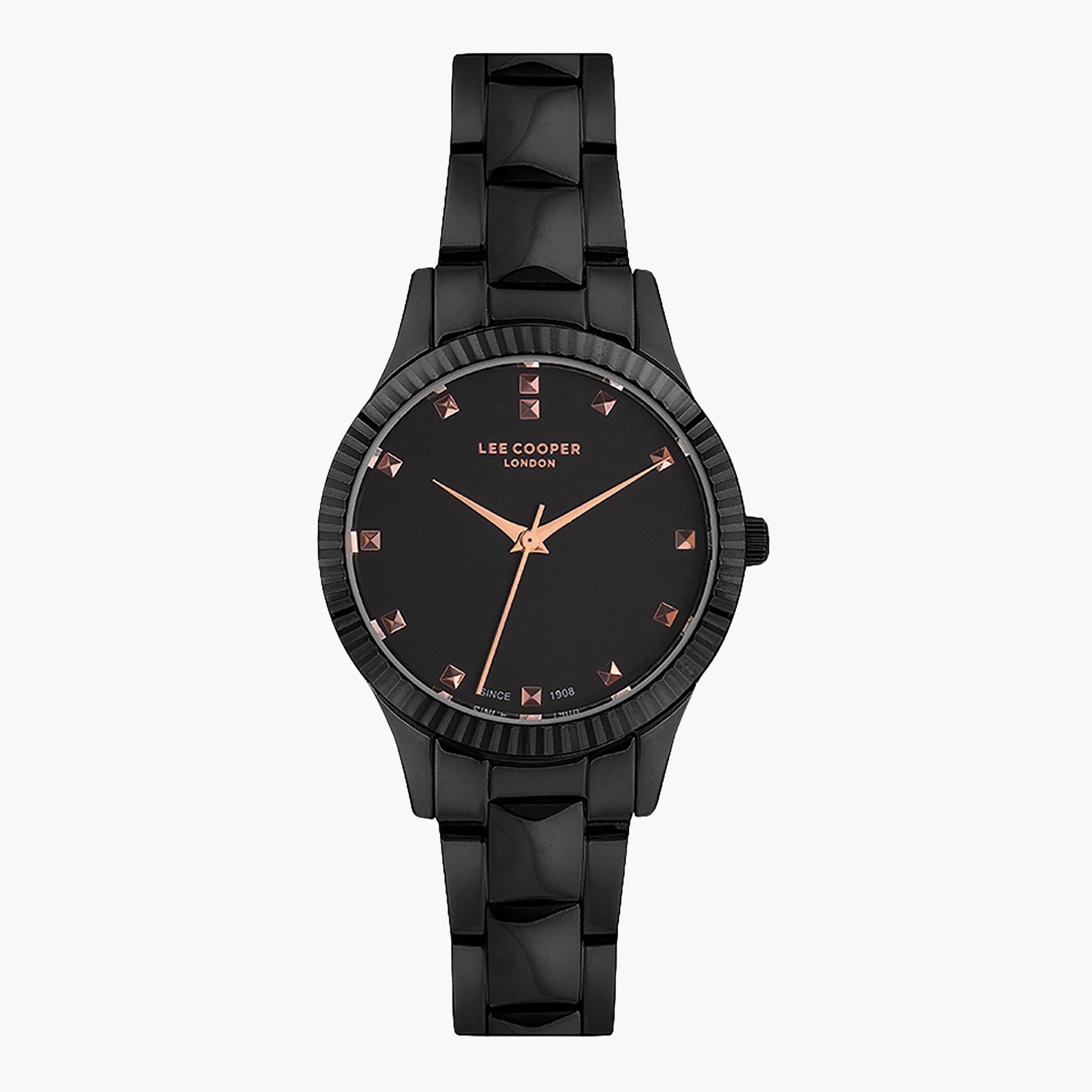 LC07059.650- راقب حزام معدن تناظرية أسود للنساء لي كوبر-women-watchesandjewellery-watches-image-1