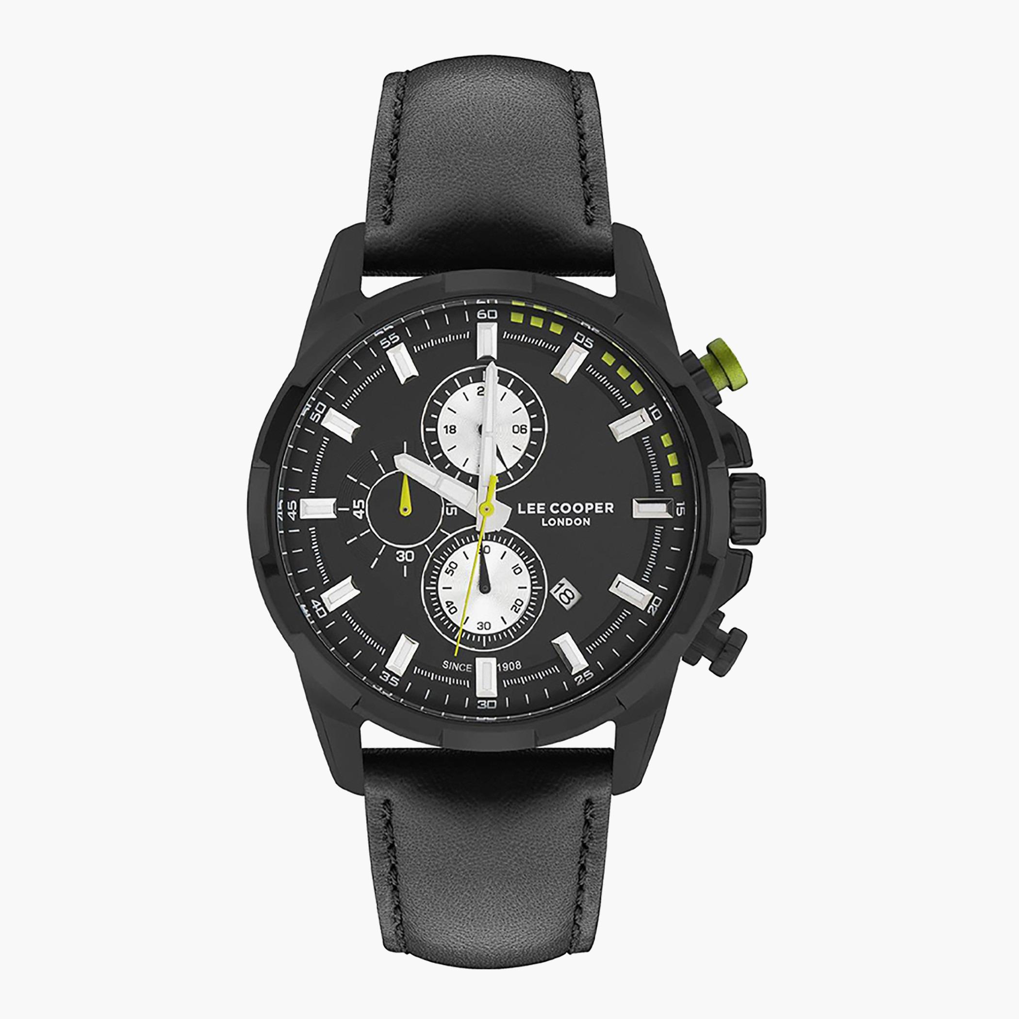 LC07069.661- راقب حزام جلد كرونوغراف أسود ملك الرجال لي كوبر-men-watchesandjewellery-watches-image-1