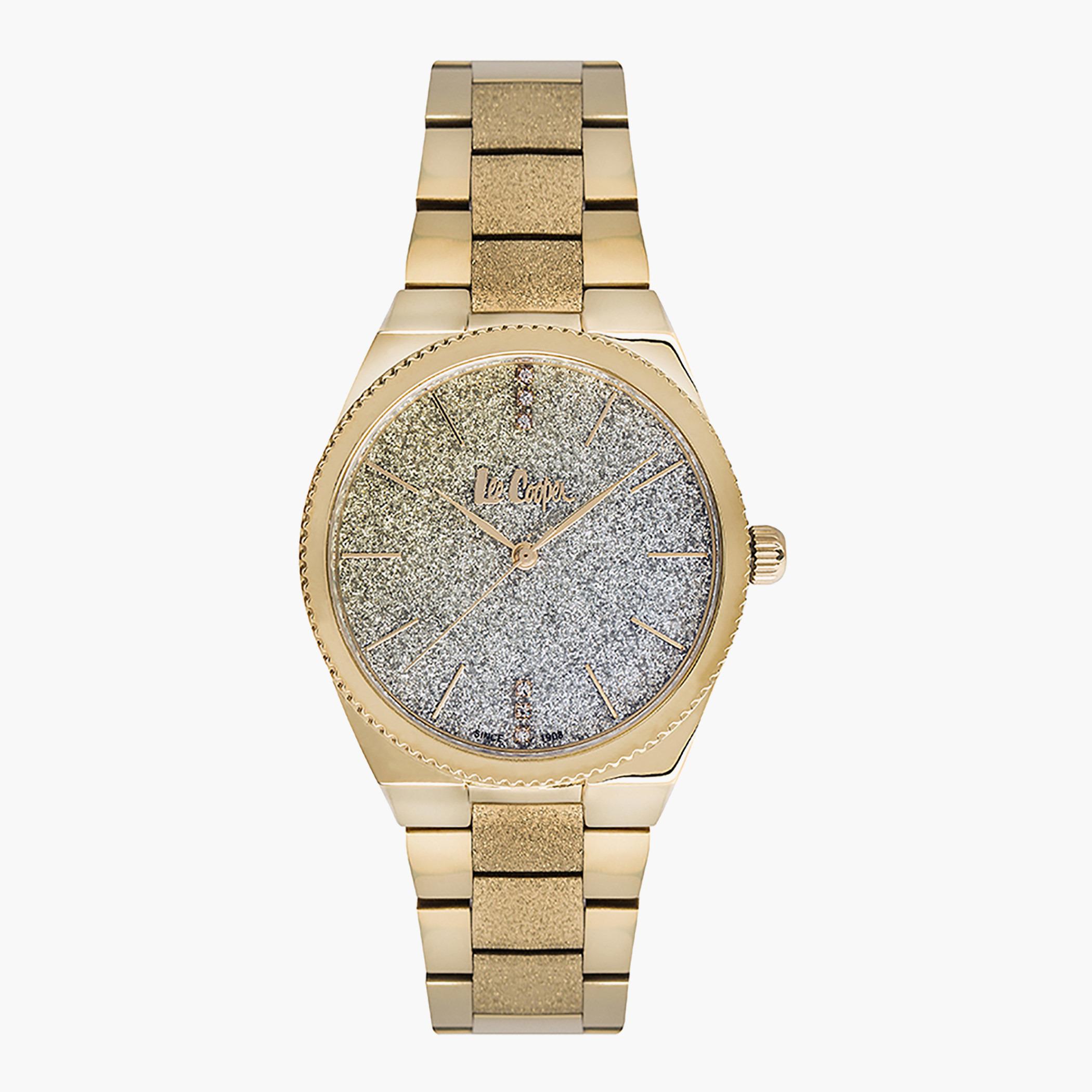 LC06966.130- راقب حزام ستانليس ستيل تناظرية ذهبي للنساء لي كوبر-women-watchesandjewellery-watches-image-1