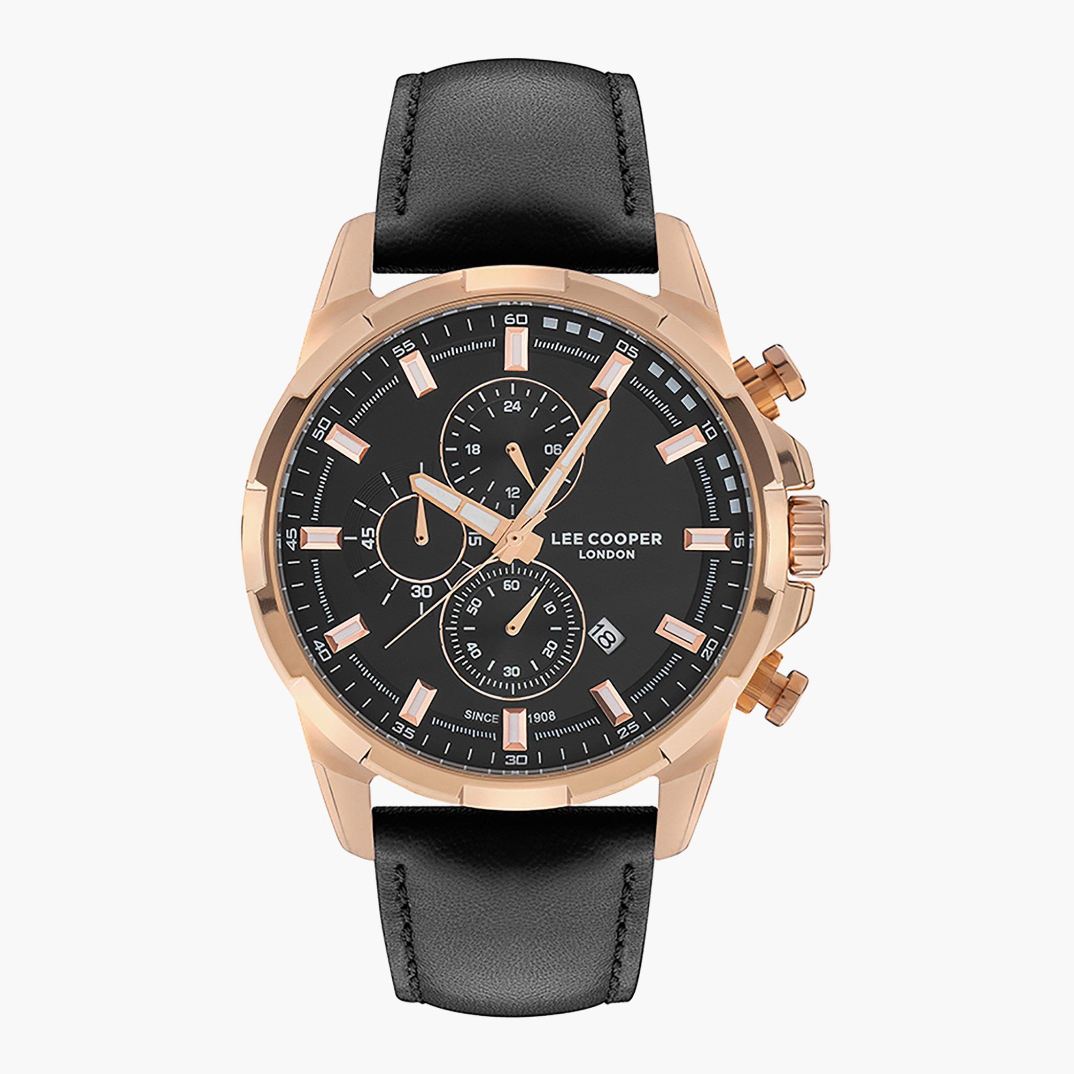 LC07069.451- راقب حزام جلد كرونوغراف أسود ملك الرجال لي كوبر-men-watchesandjewellery-watches-image-1