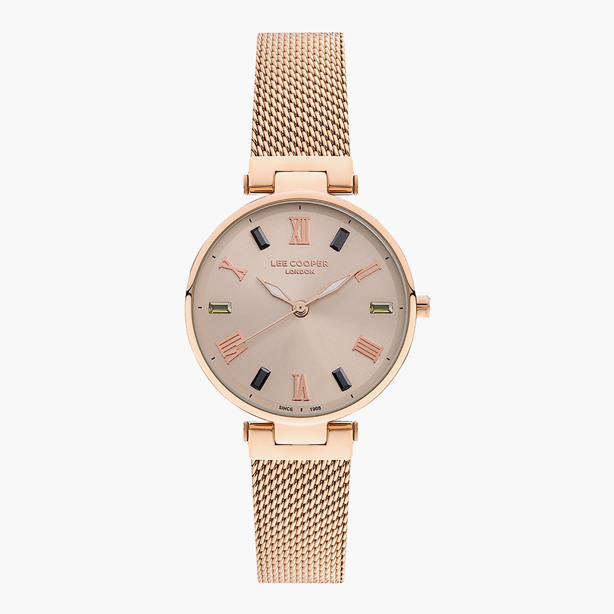 Lee Cooper Rose Gold Analog Mesh Strap Watch - LC07033.410-women-watchesandjewellery-watches-image-1