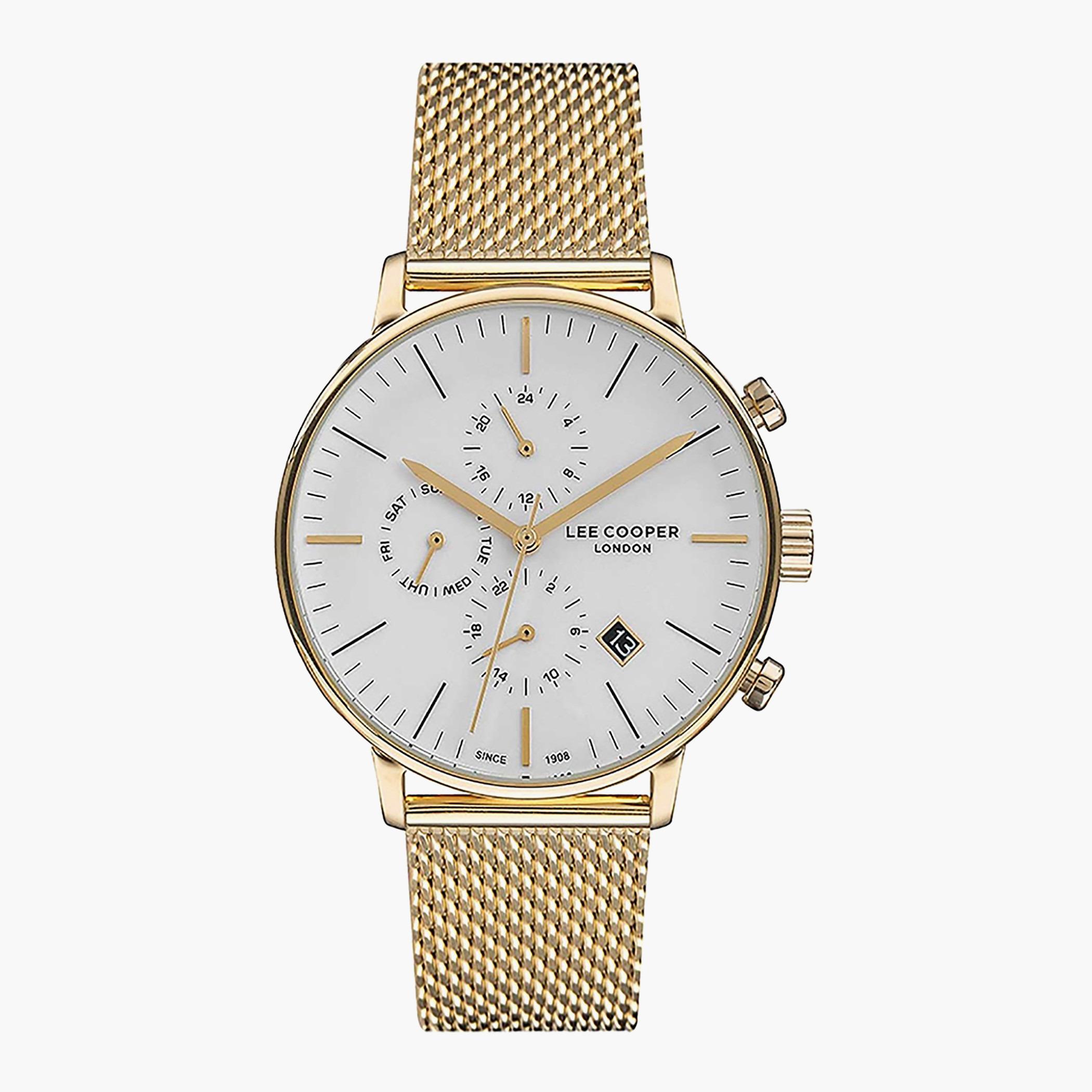 Lee Cooper Gold Chronograph Mesh Strap Watch - LC07072.130-men-watchesandjewellery-watches-image-1