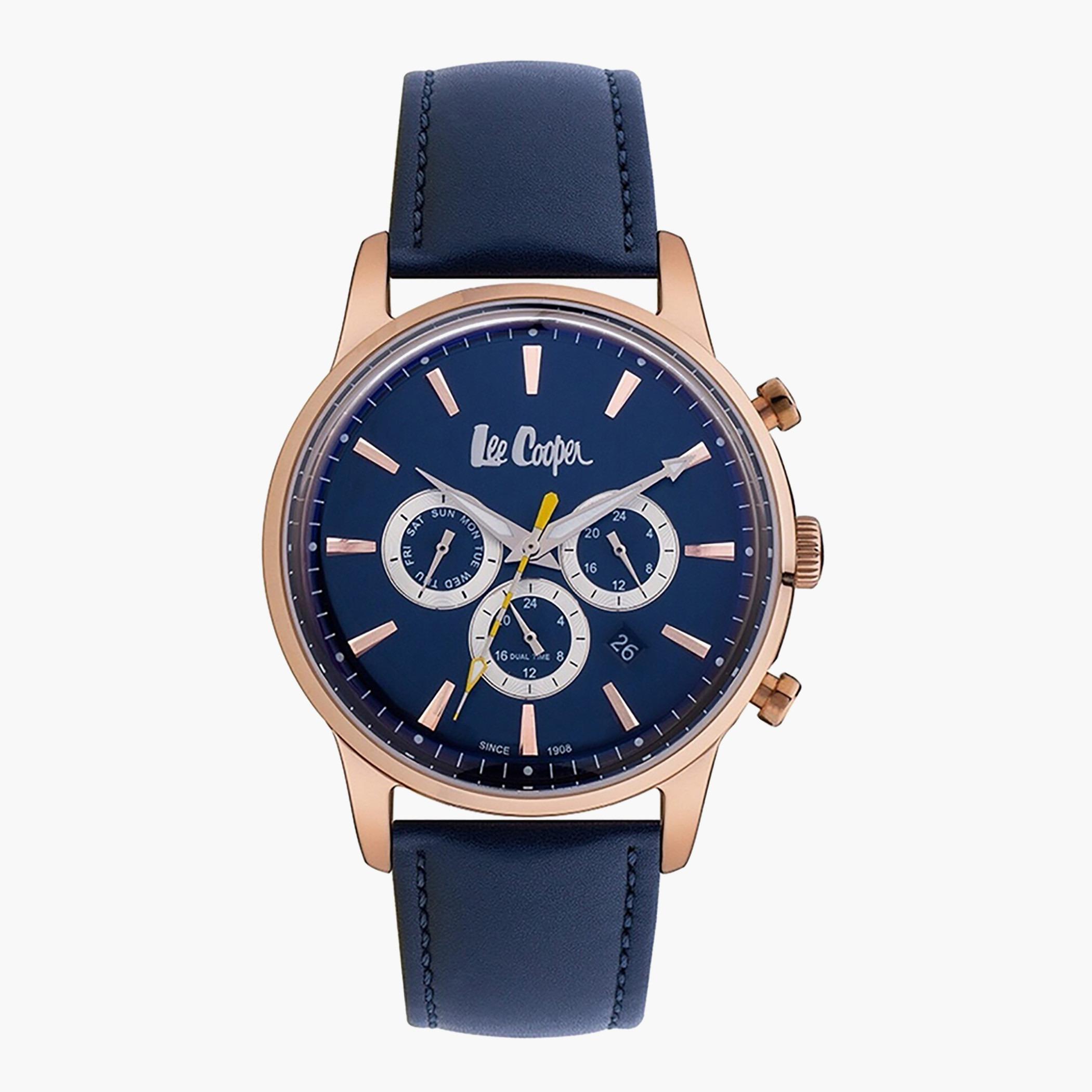 Lee Cooper Blue Chronograph Leather Strap Watch - LC06959.499-men-watchesandjewellery-watches-image-1