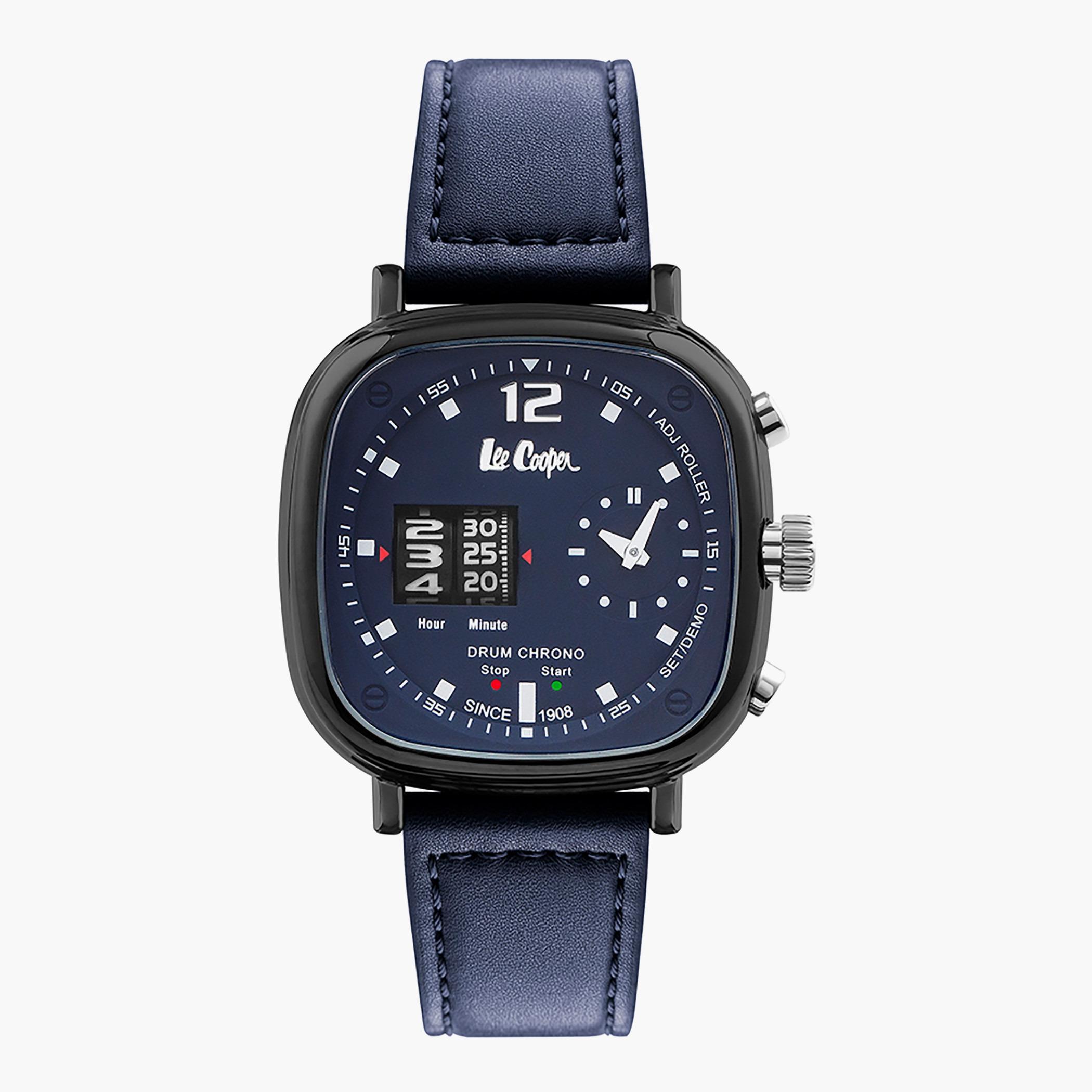 Lee Cooper Blue Chronograph Leather Strap Watch - LC07003.099-men-watchesandjewellery-watches-image-1