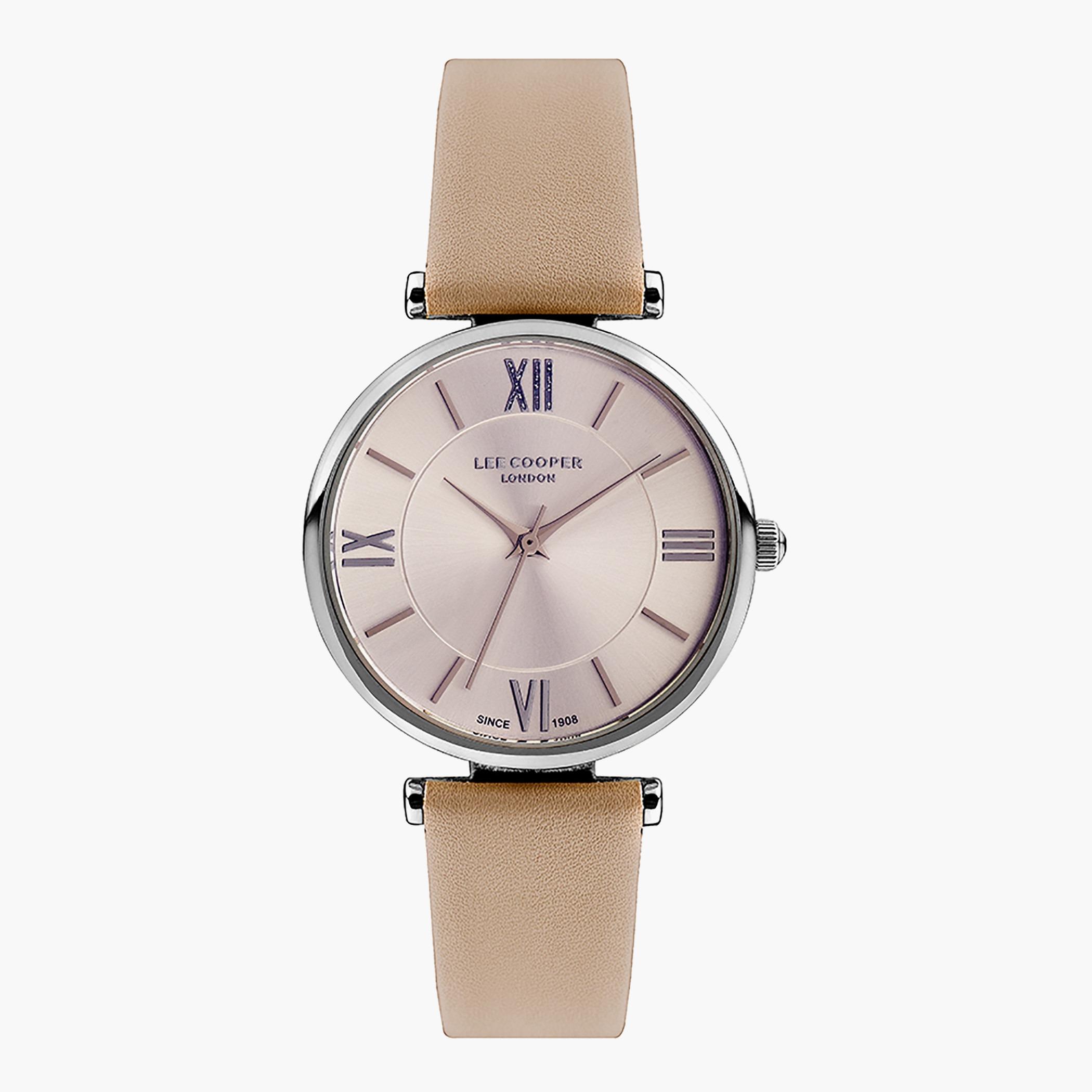 Lee Cooper Beige Analog Leather Strap Watch - LC07026.333-women-watchesandjewellery-watches-image-1