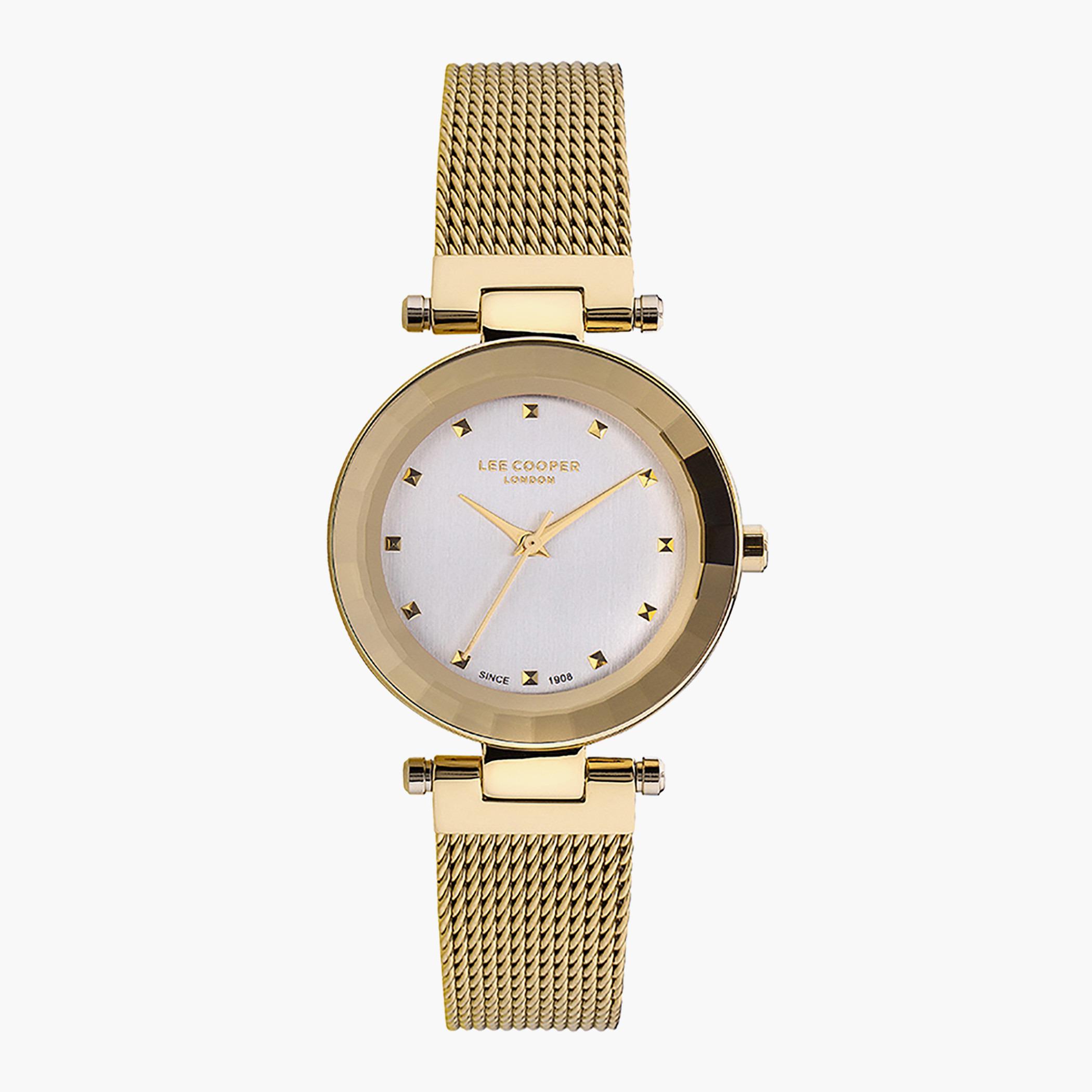 Lee Cooper Gold Analog Mesh Strap Watch - LC07029.130-women-watchesandjewellery-watches-image-1