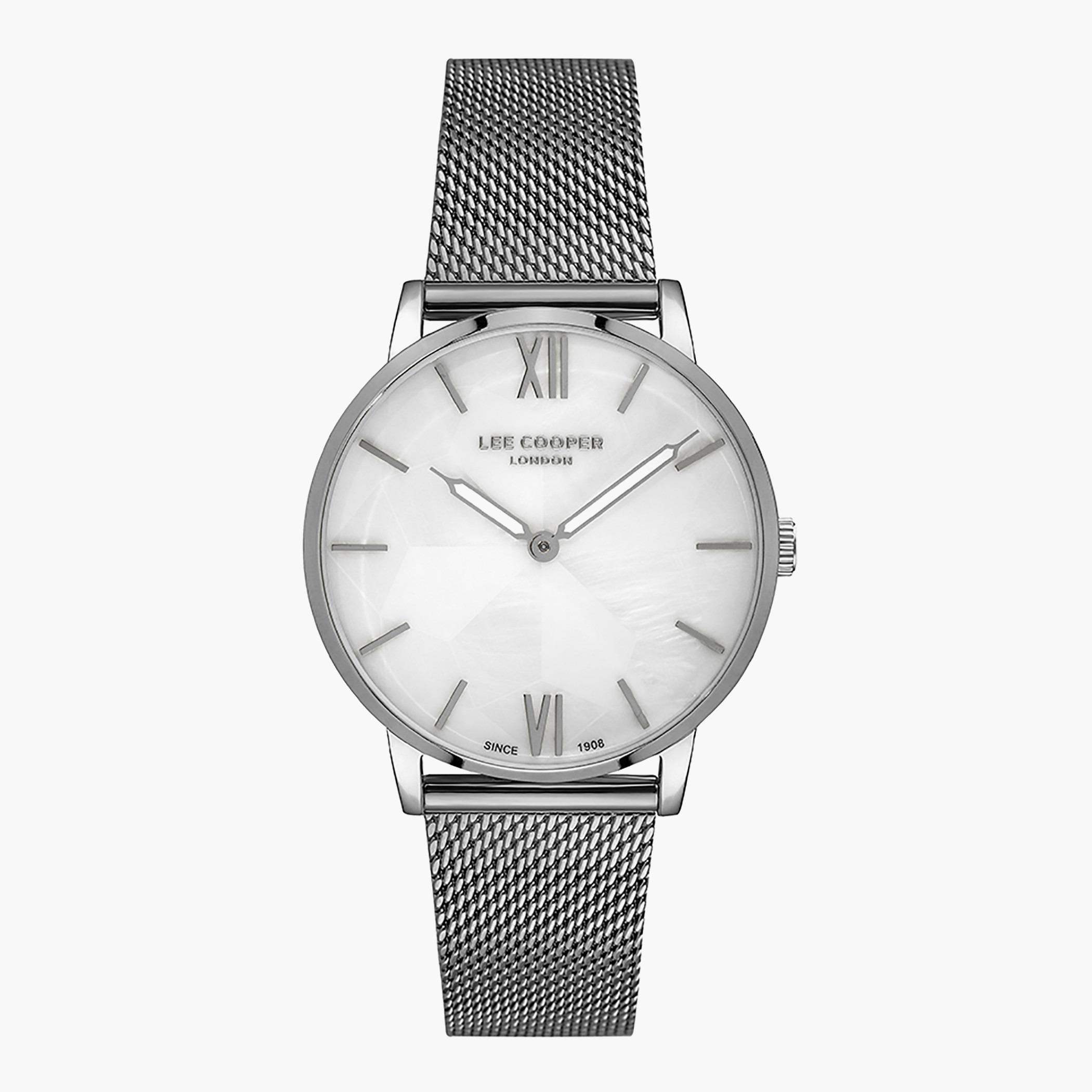 Lee Cooper Silver Analog Mesh Strap Watch - LC07047.330-women-watchesandjewellery-watches-image-1