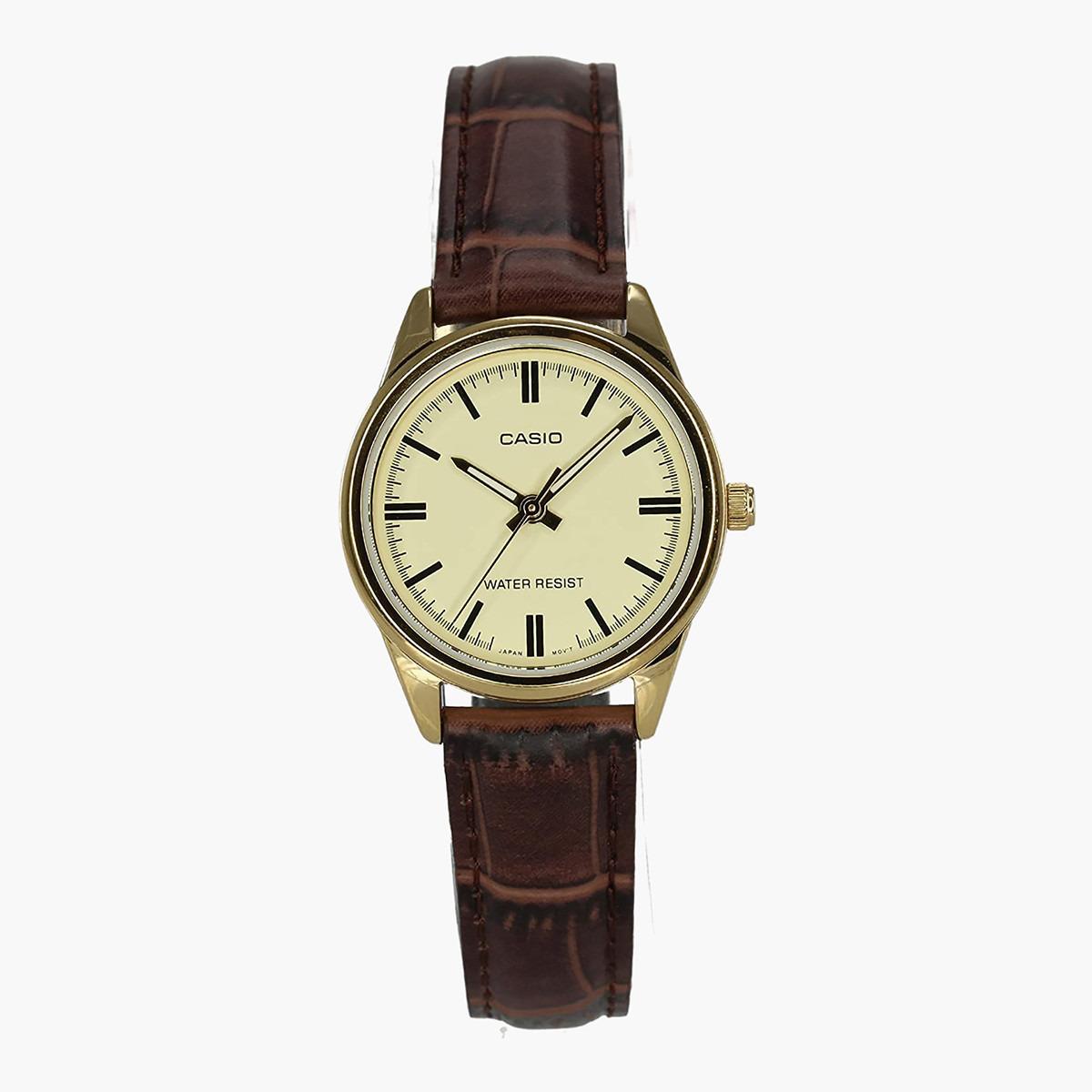 Casio Women Brown Analog Leather Strap Watch - LTP-V005GL-9AUDF-women-watchesandjewellery-watches-image-1