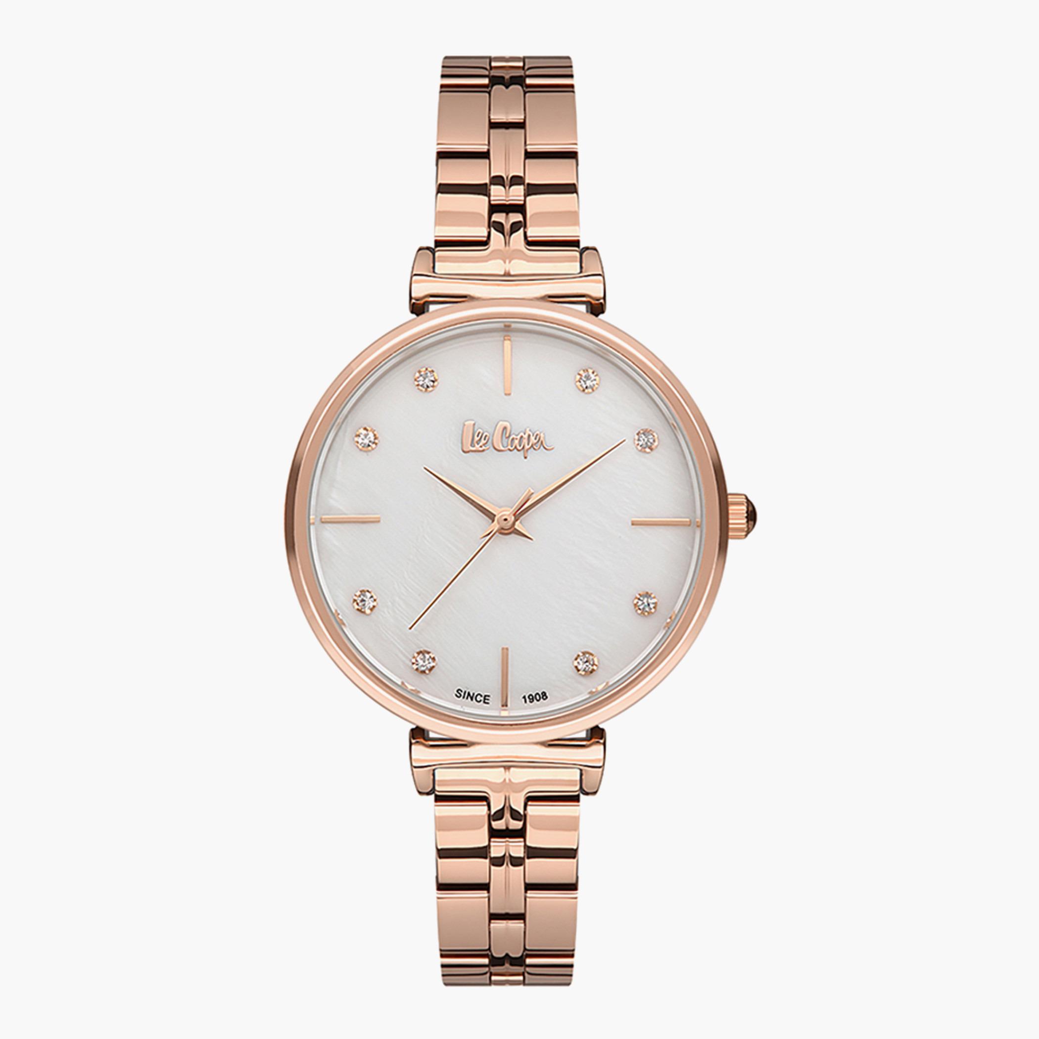 LC06754.420- راقب حزام معدن تناظرية ذهبي وردي للنساء لي كوبر-women-watchesandjewellery-watches-image-1
