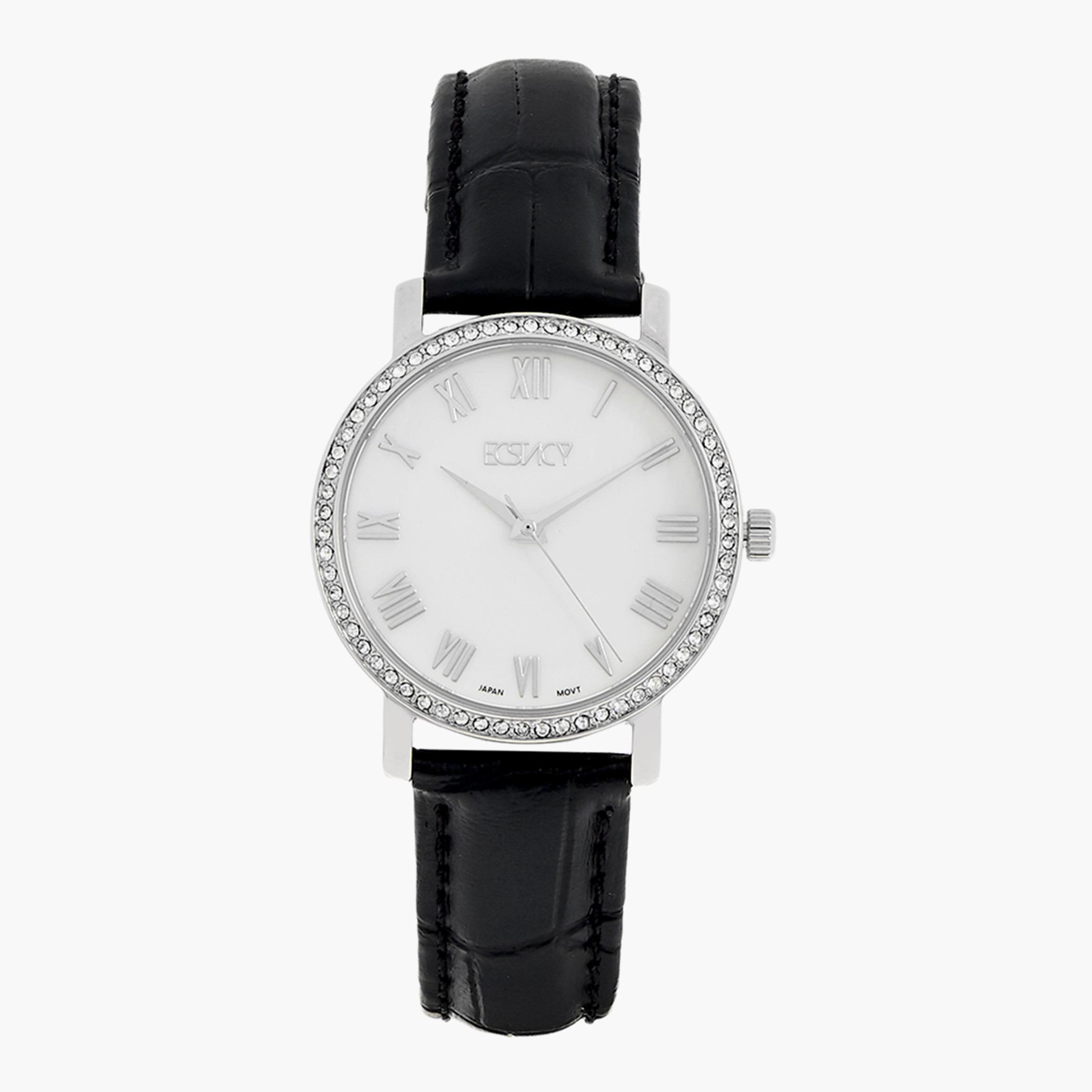 E9503-SLBMS- راقب حزام جلد تناظرية أسود للنساء اكستازي-women-watchesandjewellery-watches-image-1