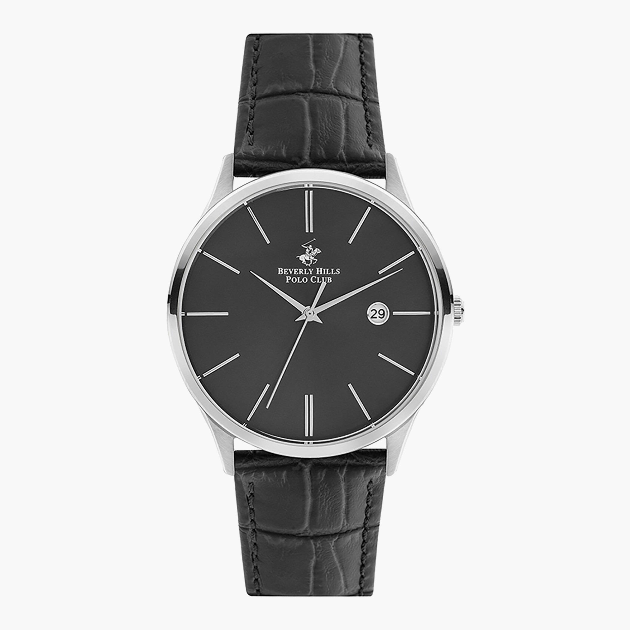 BP3045X.351- راقب حزام جلد تناظرية أسود ملك الرجال بيفرلي هيلز بولو كلوب-men-watchesandjewellery-watches-image-1