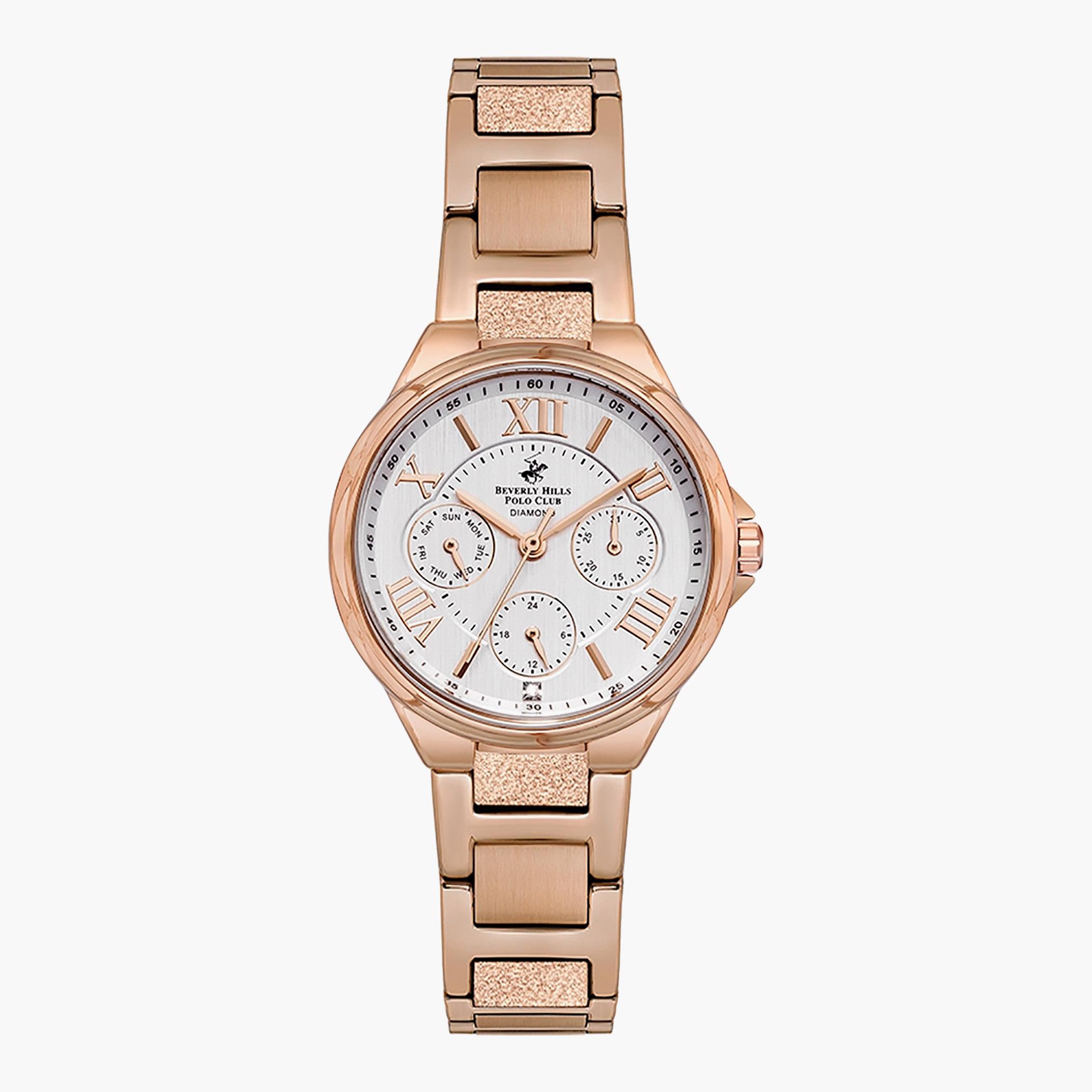 BP3085C.430- راقب حزام معدن تناظرية ذهبي وردي للنساء بيفرلي هيلز بولو كلوب-women-watchesandjewellery-watches-image-1