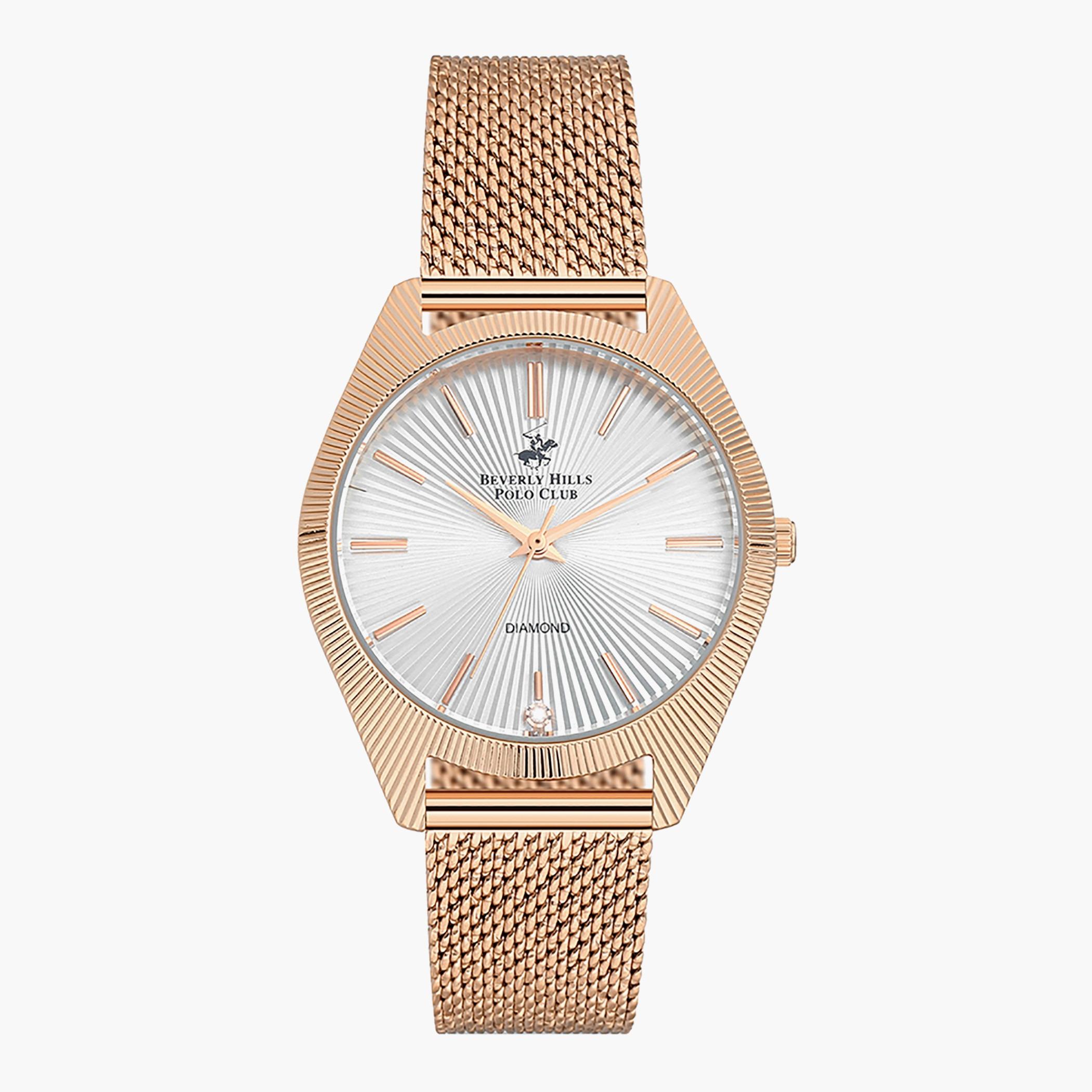 BP3091X.430- راقب حزام ستانليس ستيل تناظرية ذهبي وردي للنساء بيفرلي هيلز بولو كلوب-women-watchesandjewellery-watches-image-1