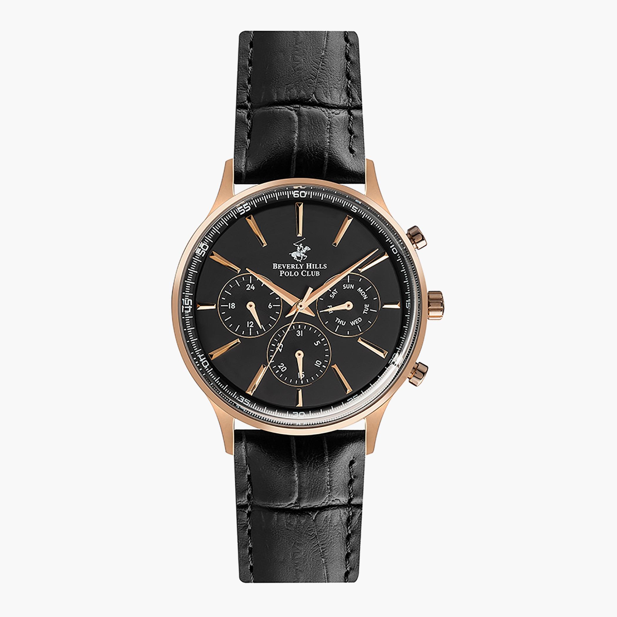 BP3111X.451- راقب حزام جلد كرونوغراف أسود ملك الرجال بيفرلي هيلز بولو كلوب-men-watchesandjewellery-watches-image-1